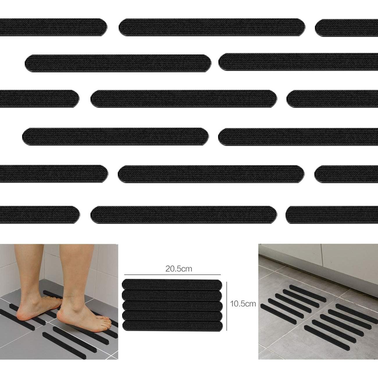 Tiras Antideslizantes Kyerivs 24 Pcs 20.32x2.03 cm Negro