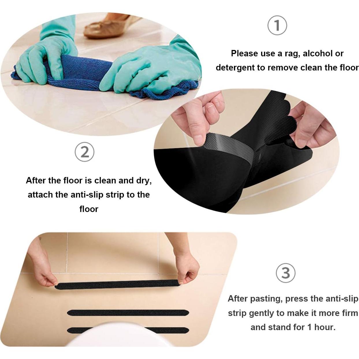 Tiras Antideslizantes Kyerivs 24 Pcs 20.32x2.03 cm Negro