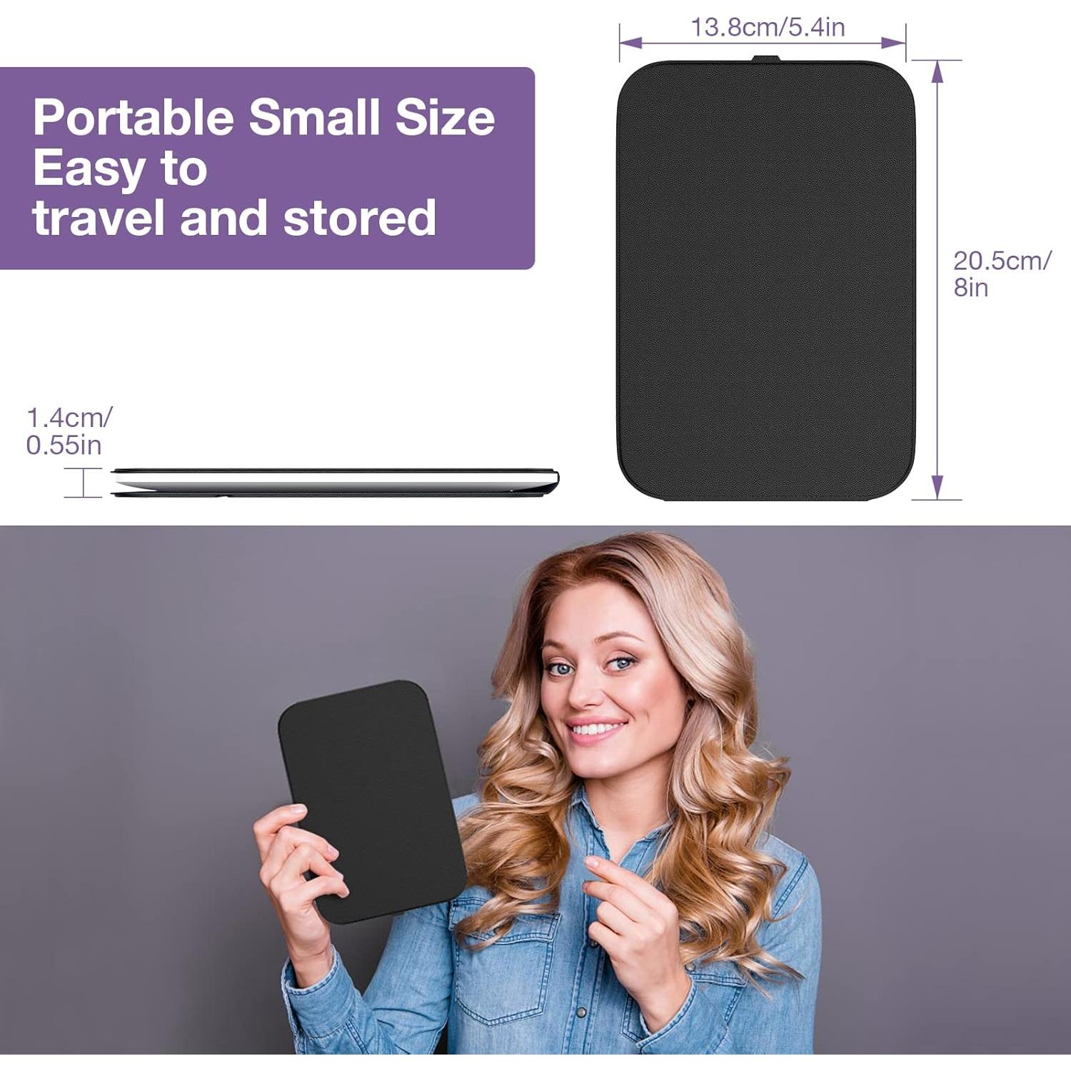 Espejo de Maquillaje Kintion LED Portátil 360° 800mAh Negro