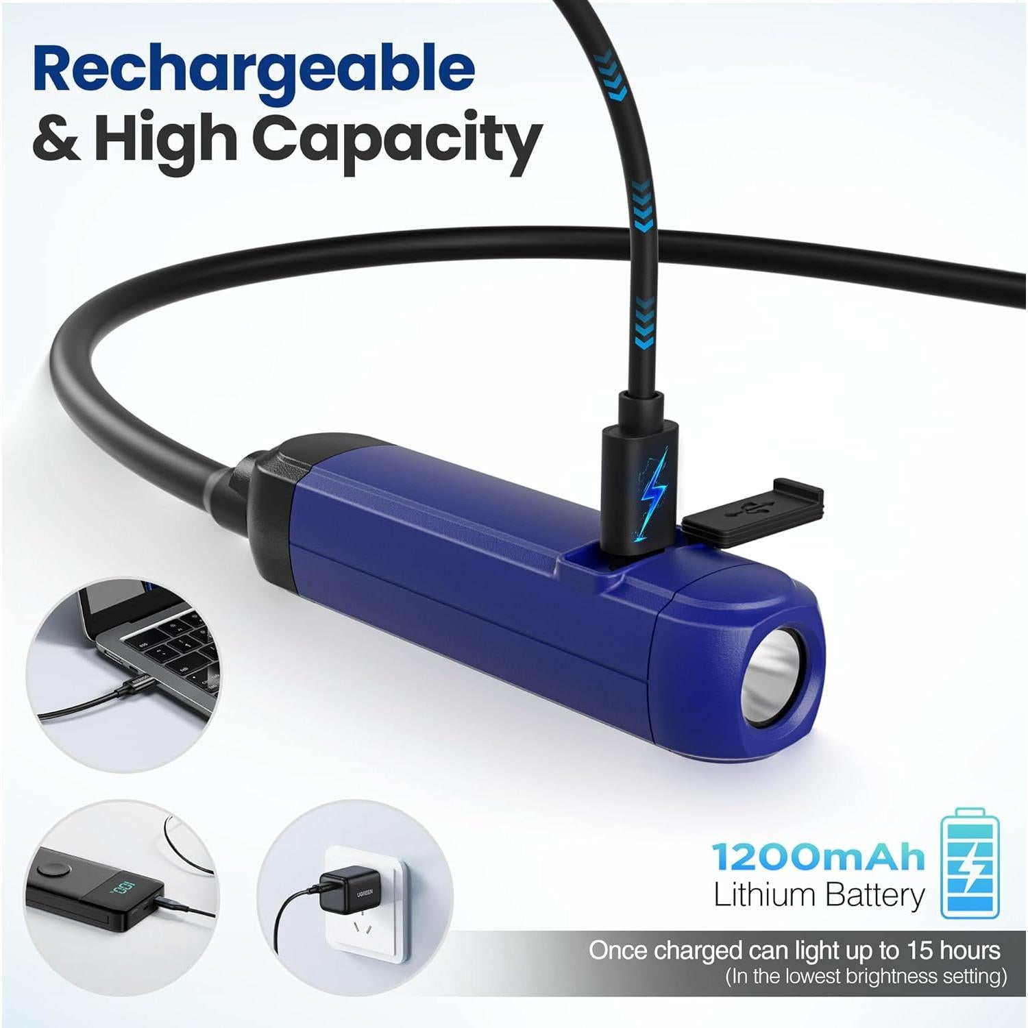 Luz de Cuello Recargable WORKPRO 300 Lúmenes 3 Niveles