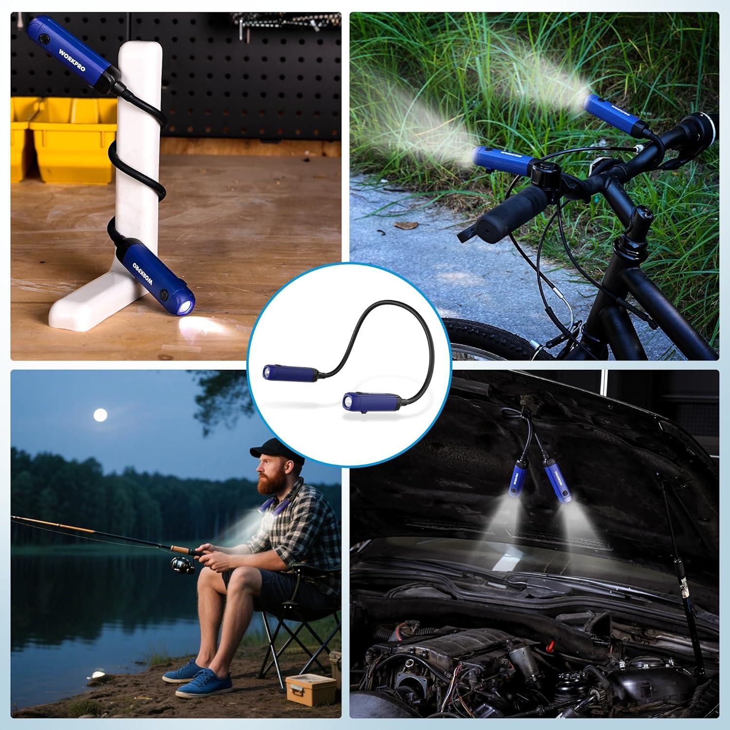 Luz de Cuello Recargable WORKPRO 300 Lúmenes 3 Niveles