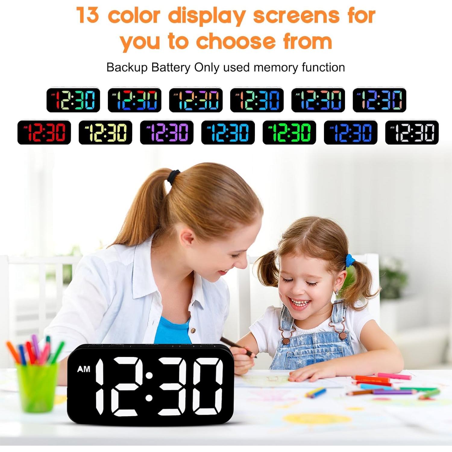 Despertador Digital Catrne Negro con Luz RGB y USB