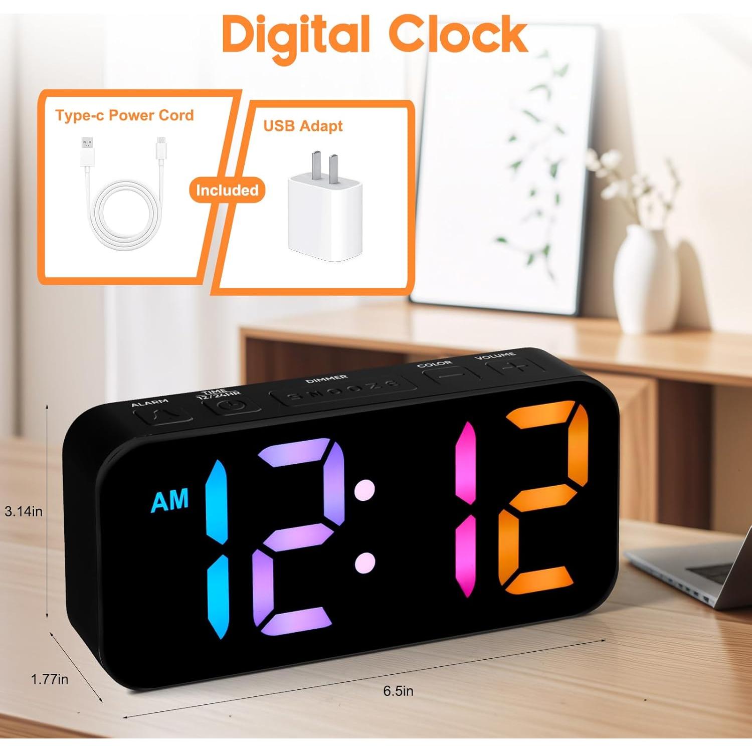 Despertador Digital Catrne Negro con Luz RGB y USB