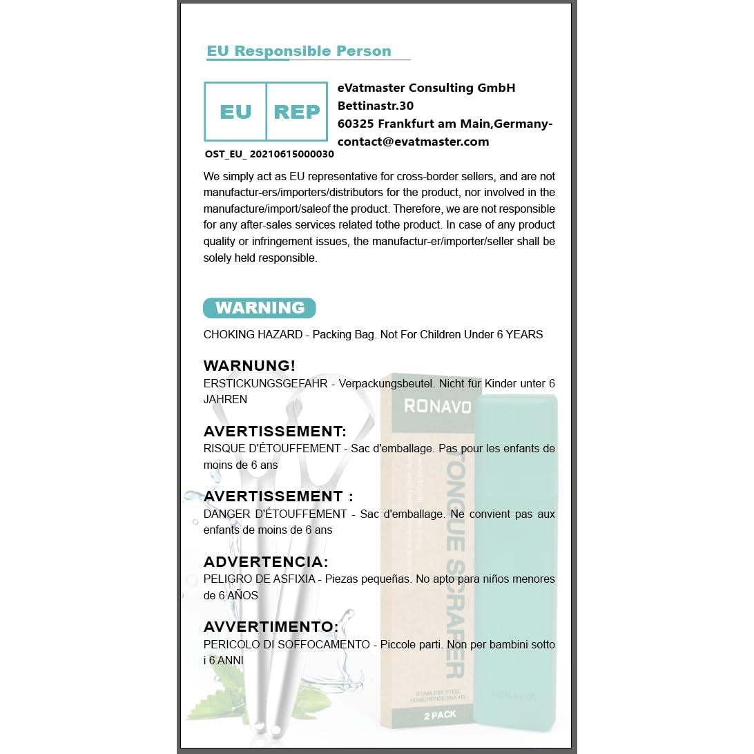 Raspador de Lengua RONAVO de Acero Inoxidable - Set de 4