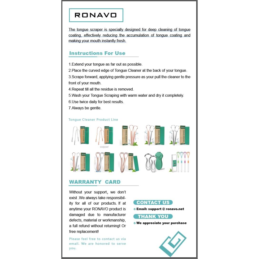 Raspador de Lengua RONAVO de Acero Inoxidable - Set de 4