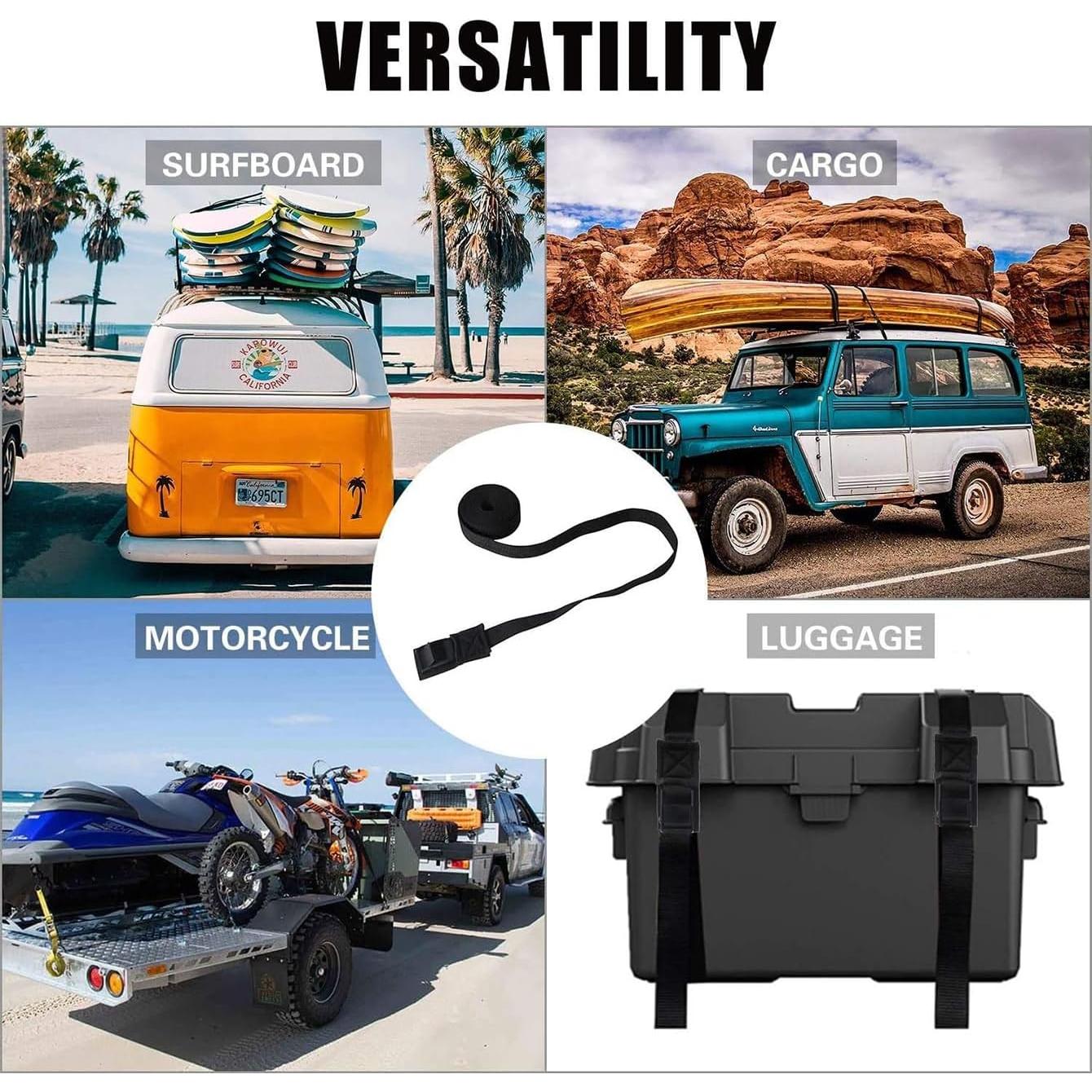 Correas de Amarre MOOCY 2.54cm x 3.05m Ajustables para Carga