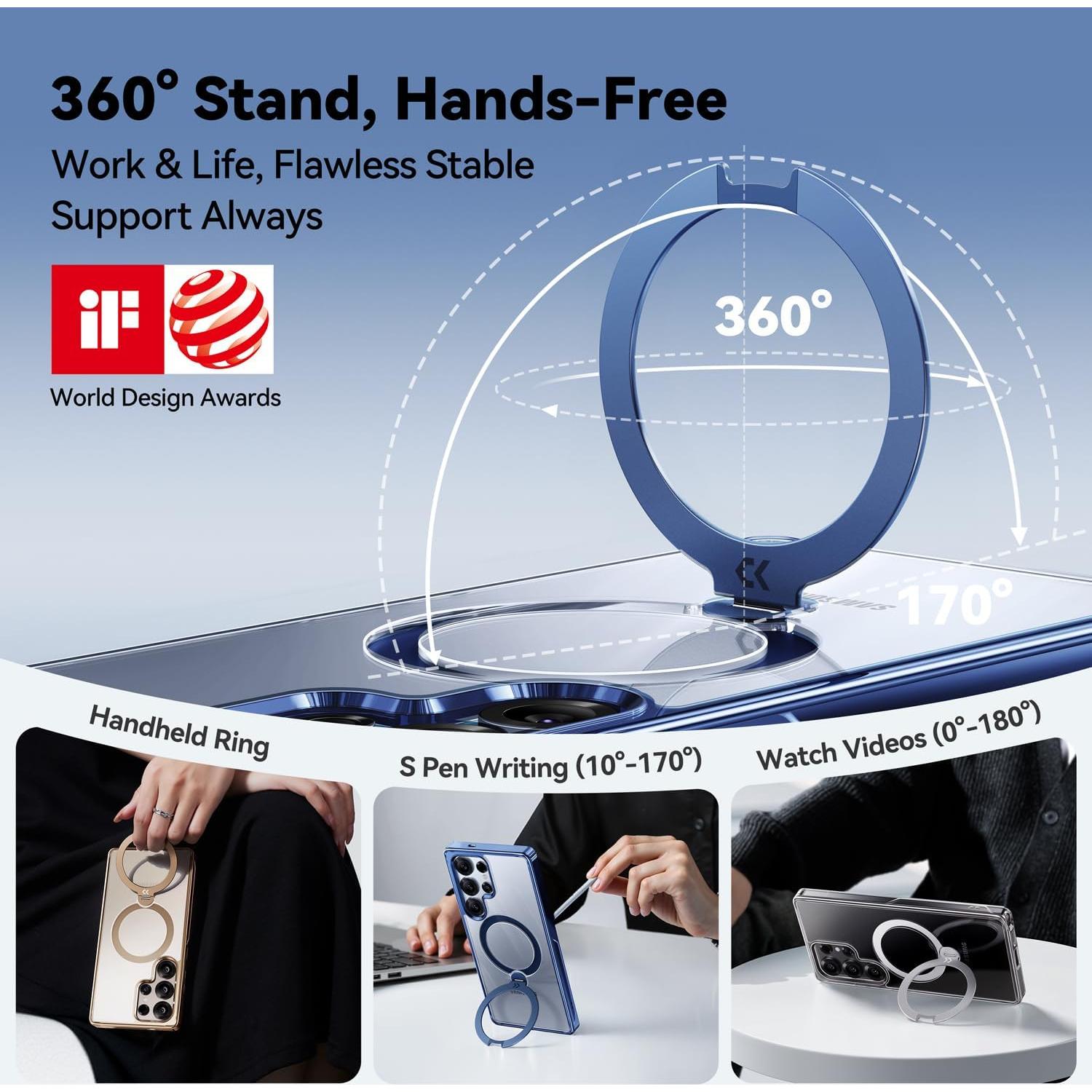 Funda Protectora CASEKOO MagicStand Pro Azul para Samsung Galaxy S25 Ultra