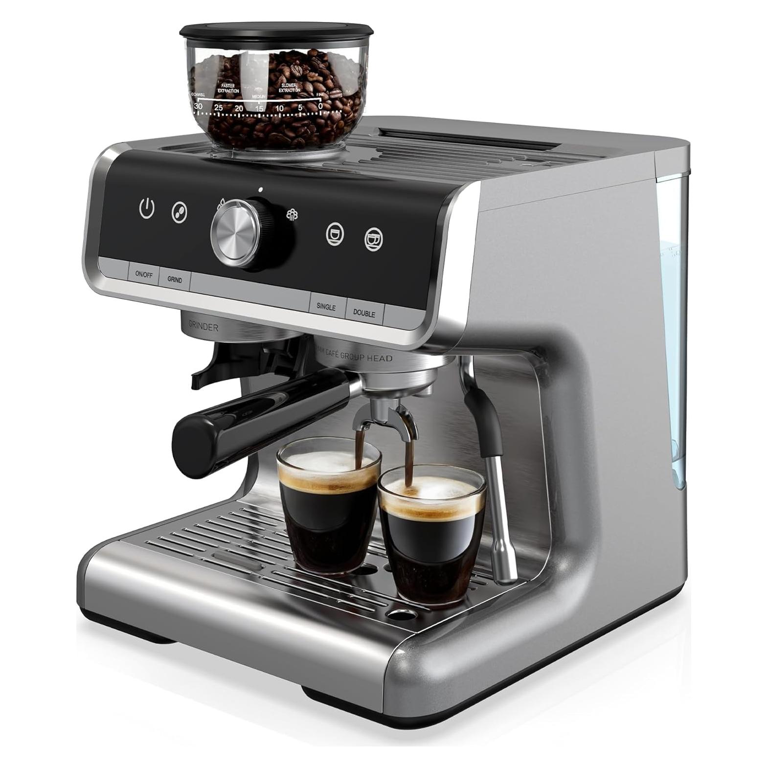 Máquina de Espresso Takywep 20 Bar con Molinillo y Espumador
