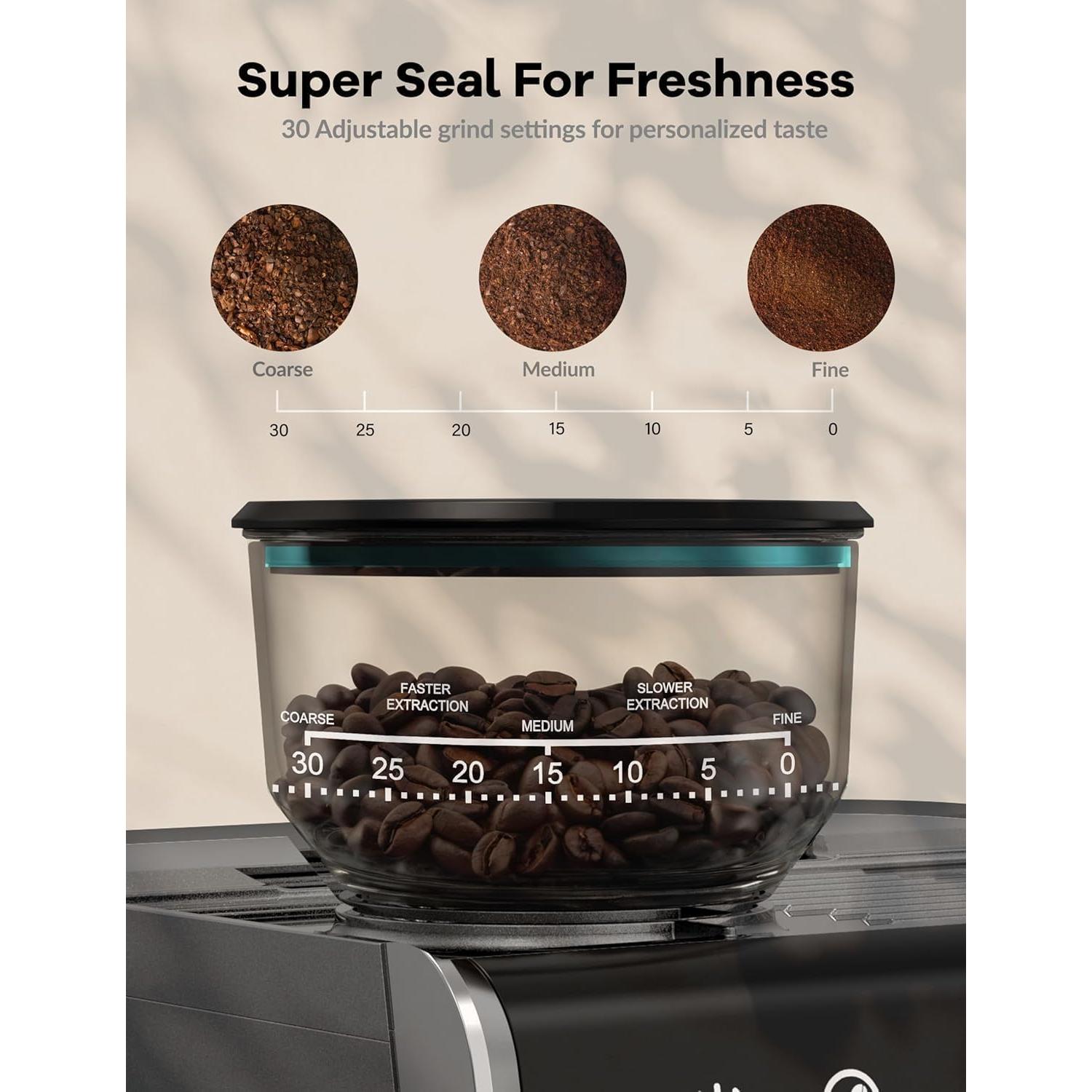 Máquina de Espresso Takywep 20 Bar con Molinillo y Espumador