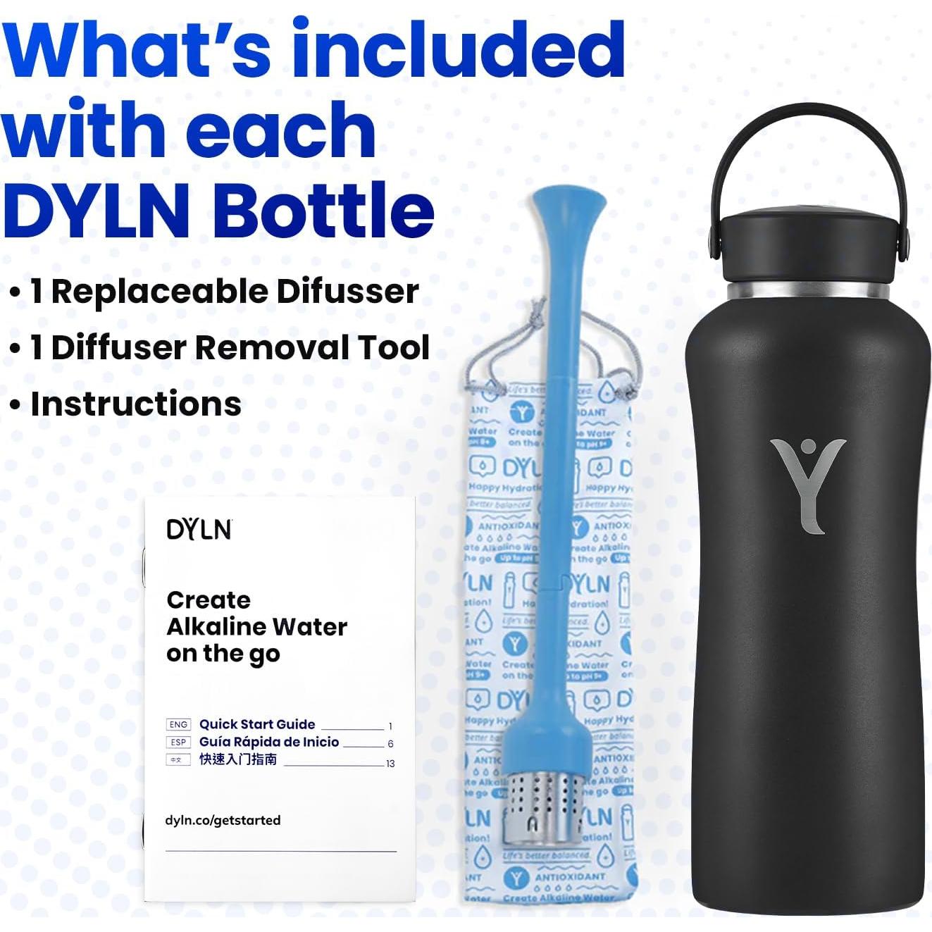 Botella de Agua Alcalina DYLN 0.74L Acero Inoxidable Aislada