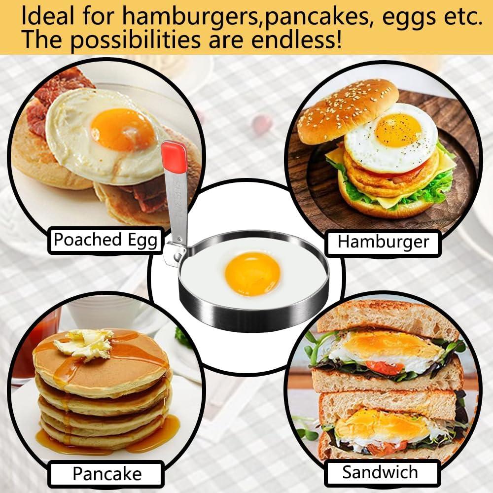 Moldes de Anillo de Huevo GZMAISULEE Acero Inoxidable 5 Piezas
