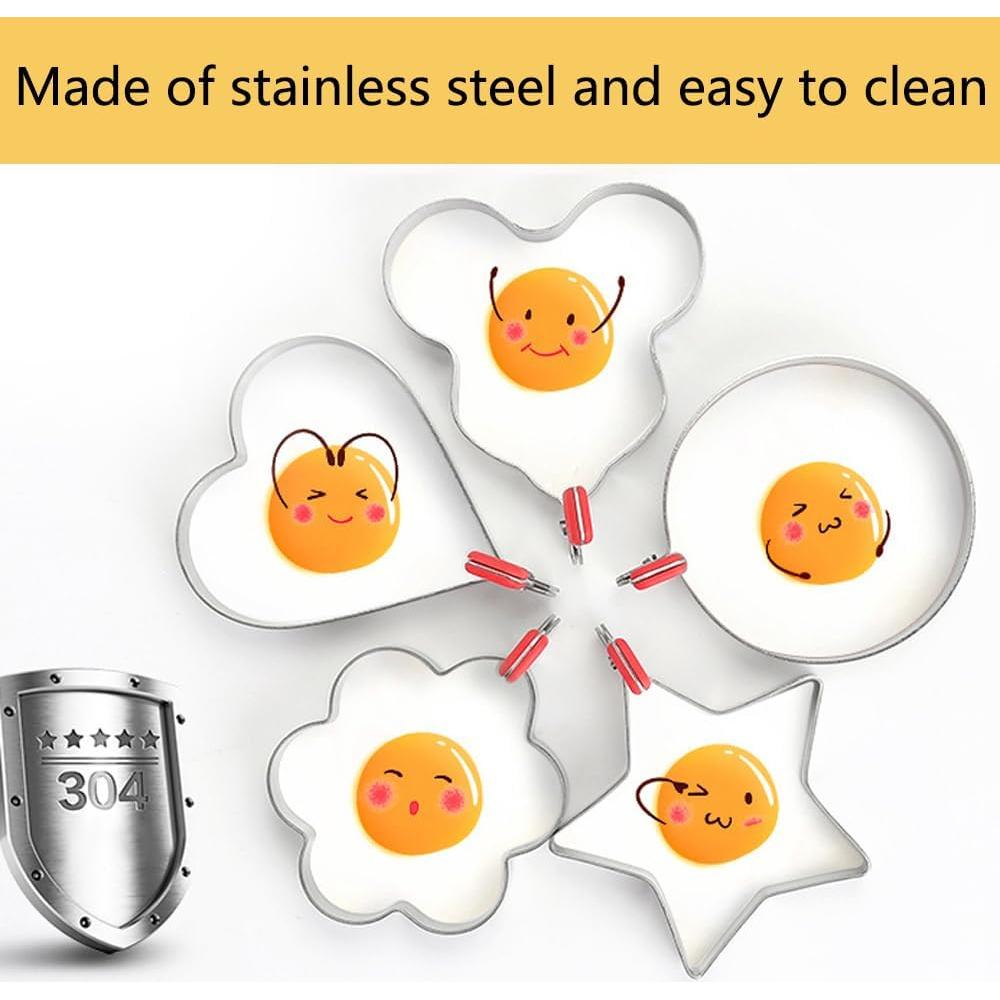 Moldes de Anillo de Huevo GZMAISULEE Acero Inoxidable 5 Piezas