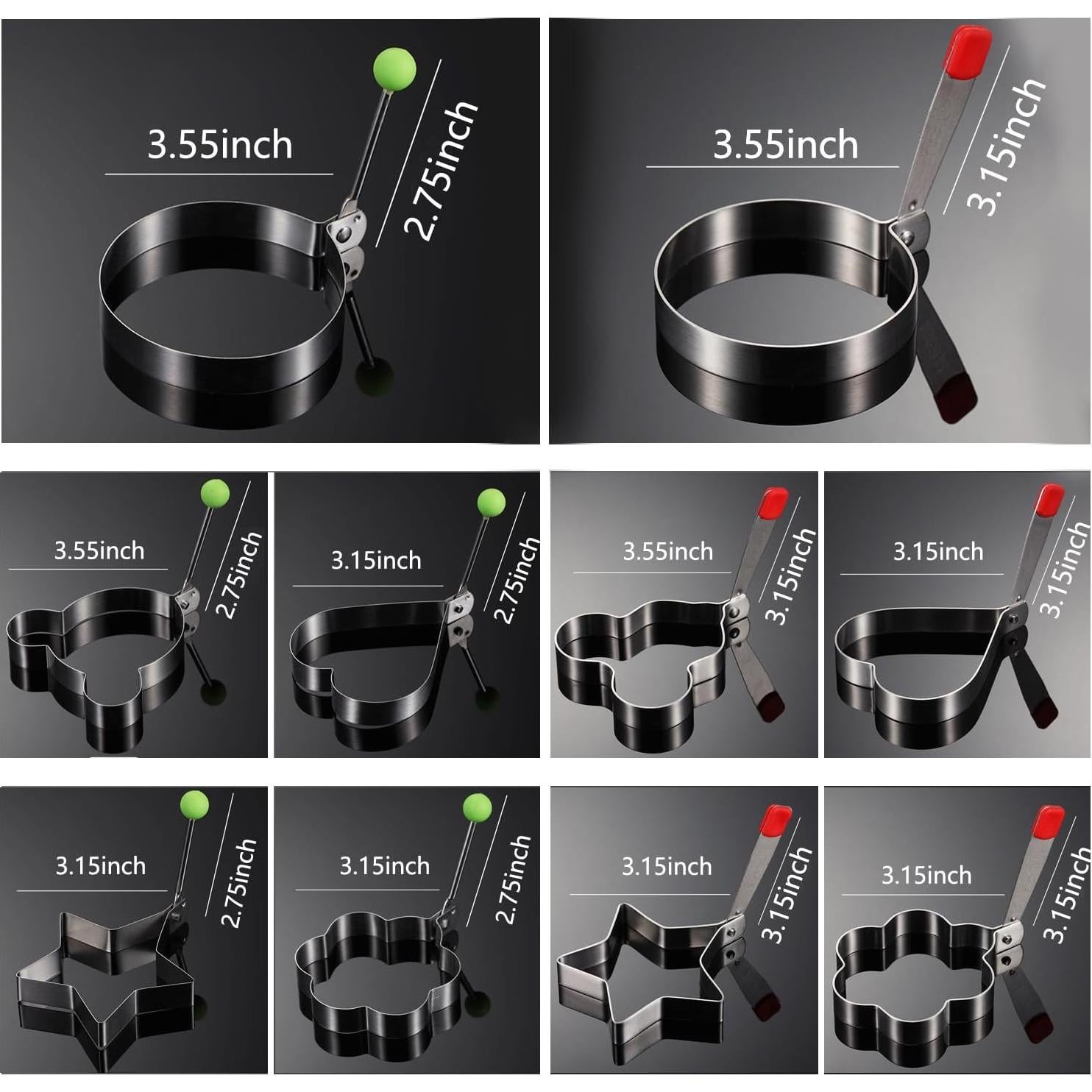 Moldes de Anillo de Huevo GZMAISULEE Acero Inoxidable 5 Piezas