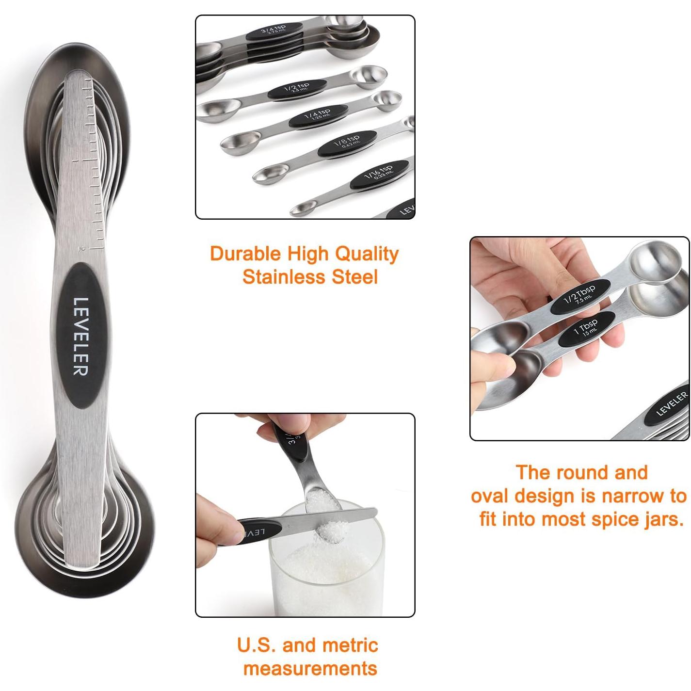 Juego de Tazas y Cucharas Medidoras YAMOLIN Acero Inoxidable