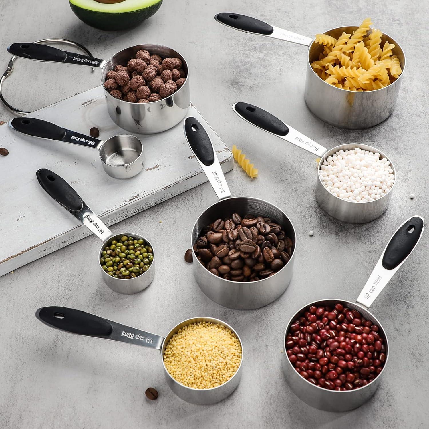 Juego de Tazas y Cucharas Medidoras YAMOLIN Acero Inoxidable