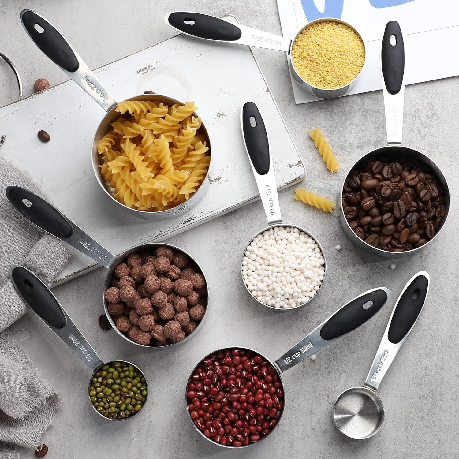 Juego de Tazas y Cucharas Medidoras YAMOLIN Acero Inoxidable