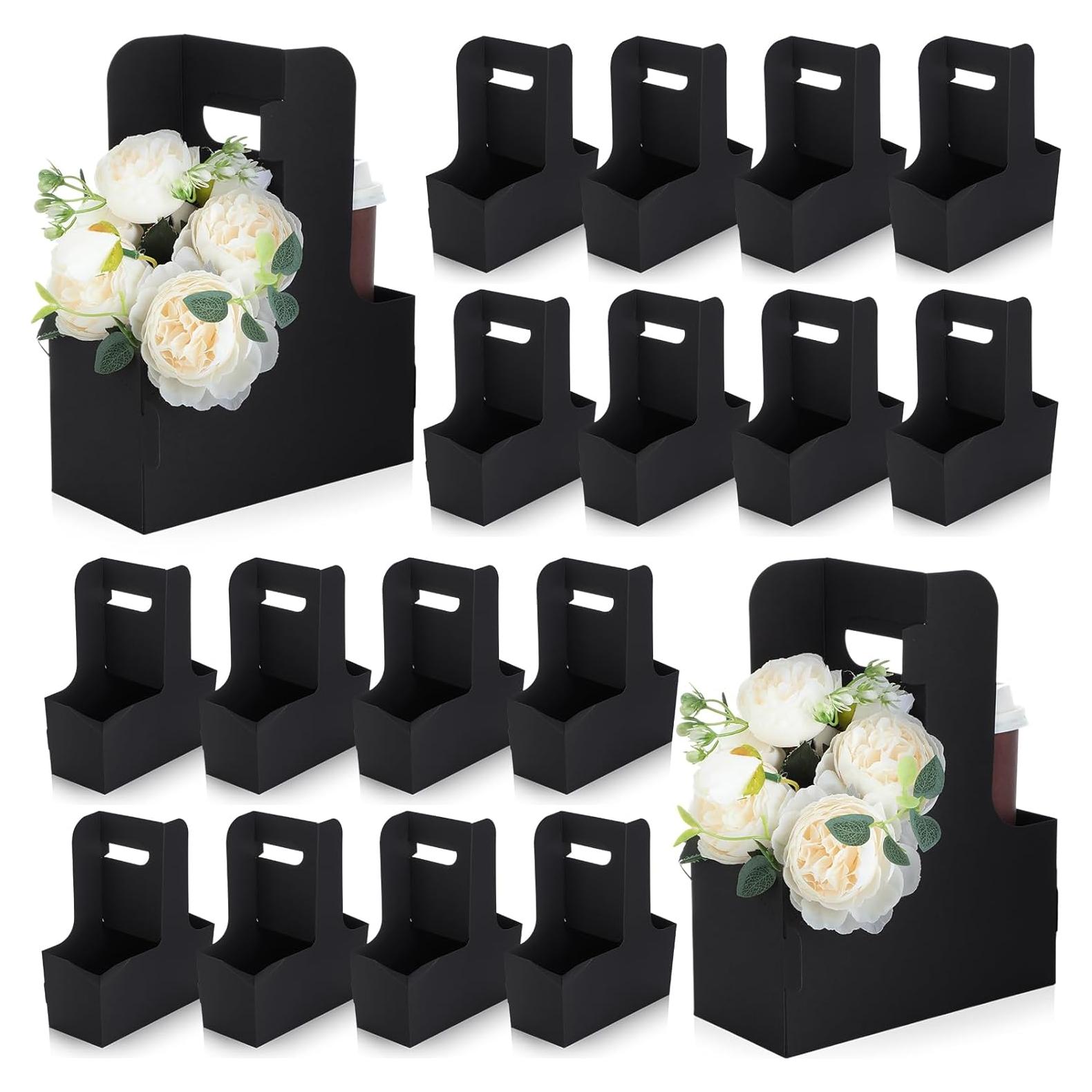 Kosiz 60 Portavasos de Cartón Negro para 2 Tazas 30.5x25.5cm