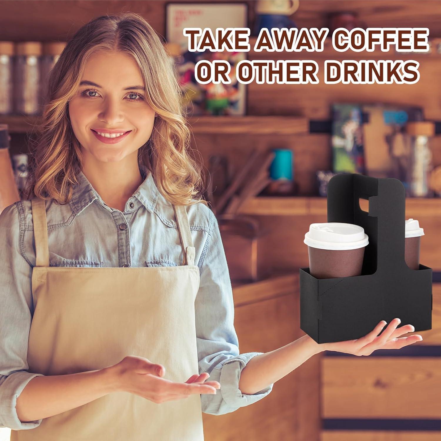 Kosiz 60 Portavasos de Cartón Negro para 2 Tazas 30.5x25.5cm