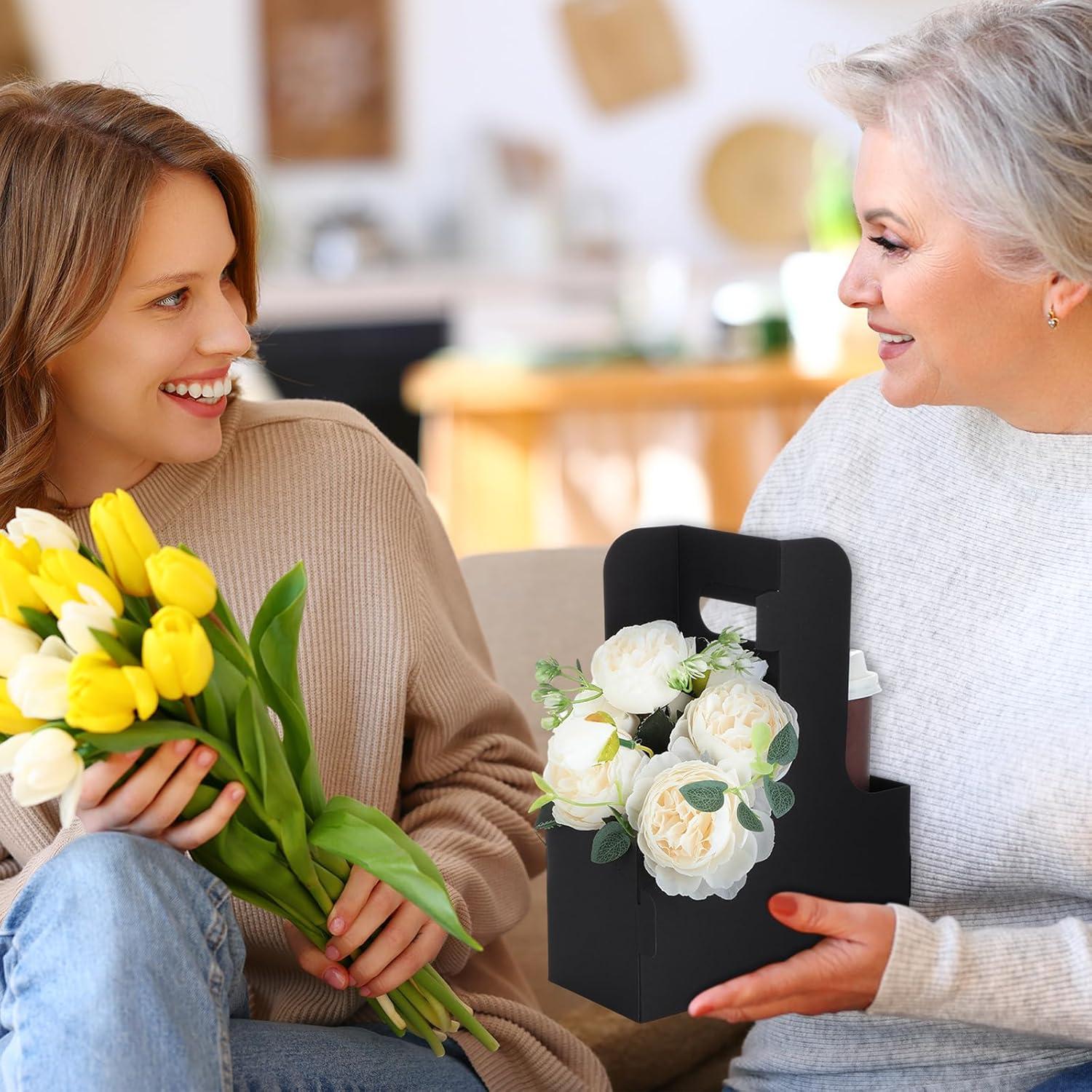 Kosiz 60 Portavasos de Cartón Negro para 2 Tazas 30.5x25.5cm