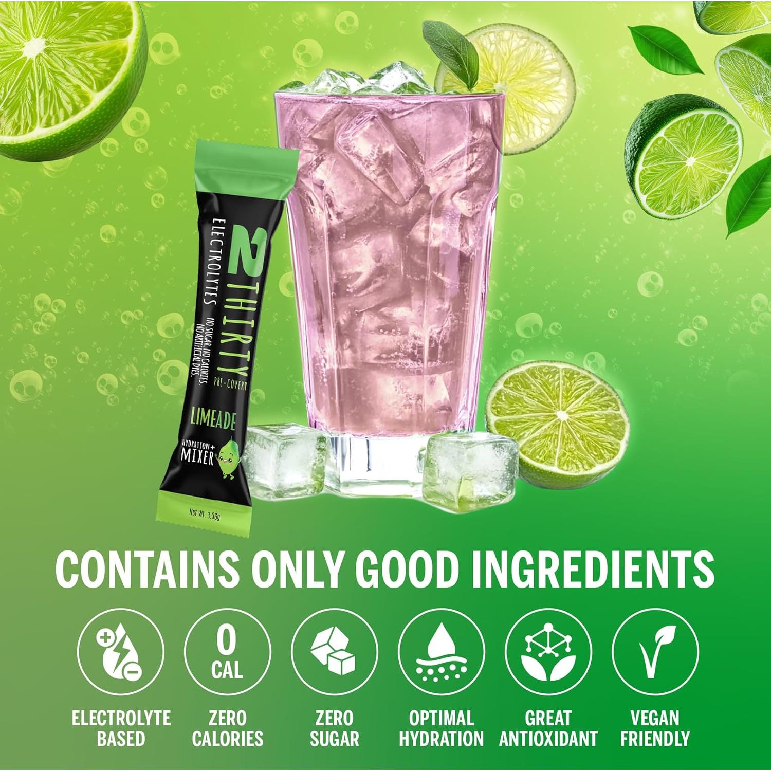 Polvo de Electrolitos Sin Azúcar 2THIRTY Lima - 6 Palitos