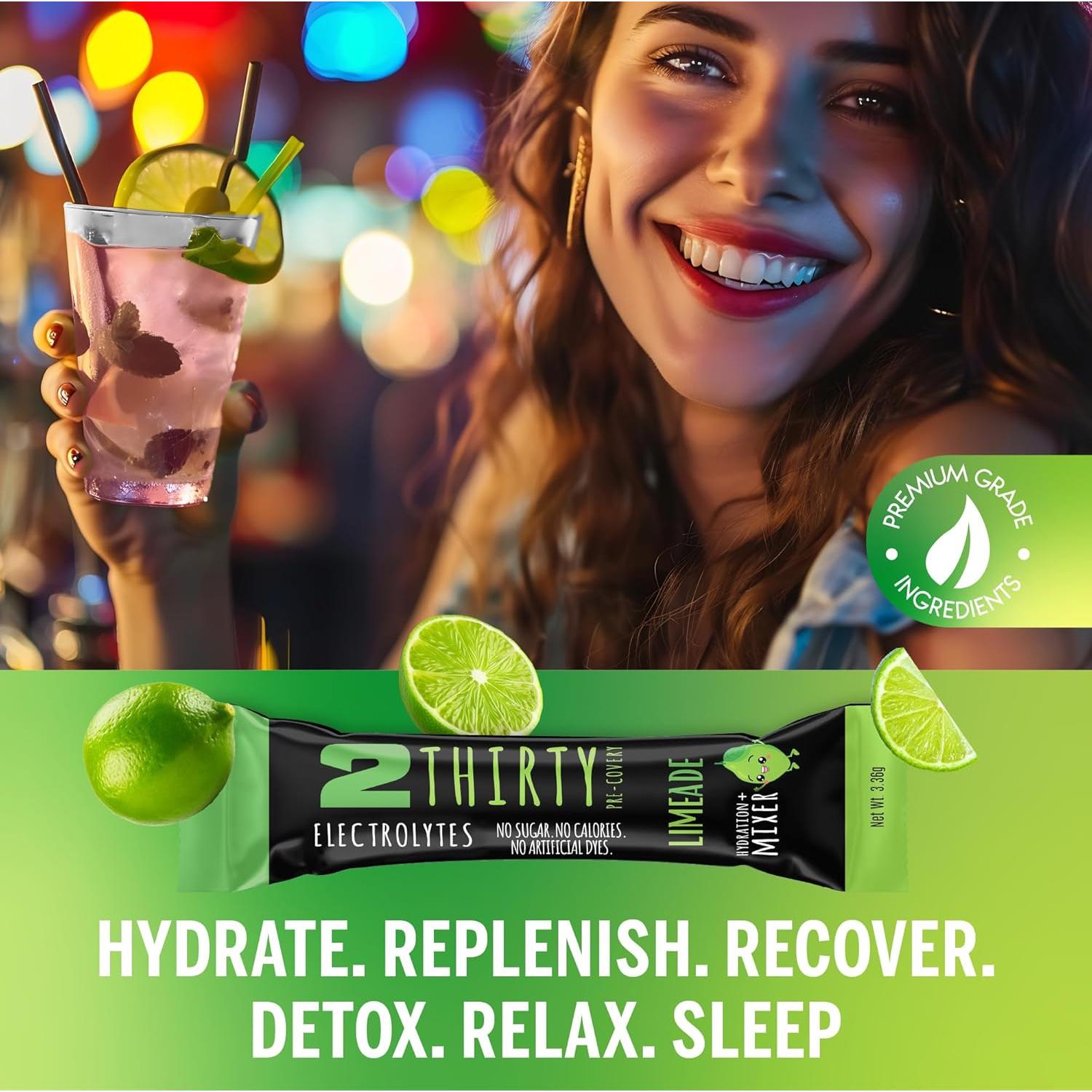 Polvo de Electrolitos Sin Azúcar 2THIRTY Lima - 6 Palitos