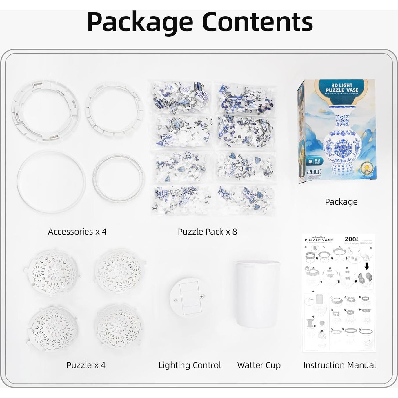 Jarrón 3D LED Hiwhy Sauce Azul - Puzzle de 200 Piezas