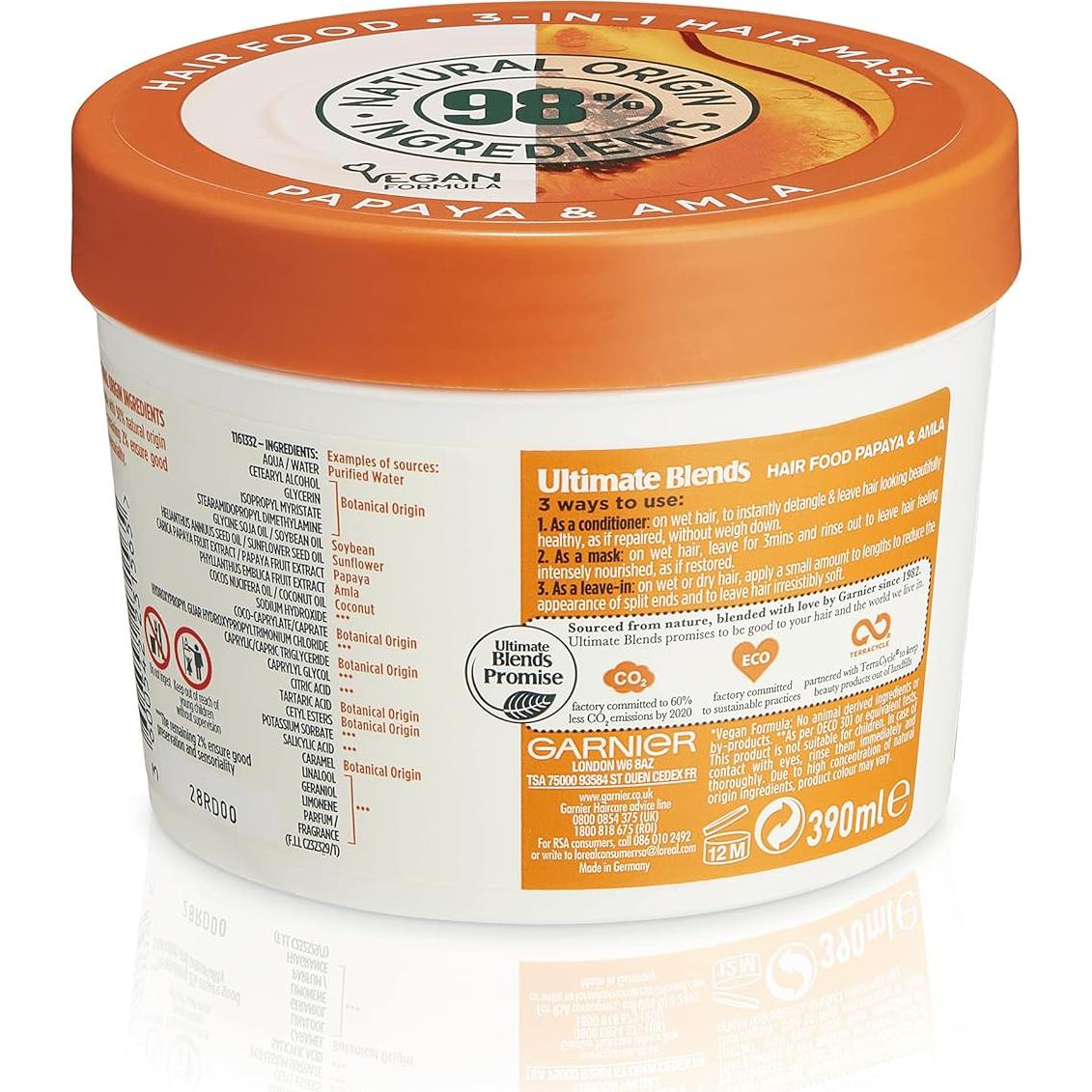 Mascarilla Tratamiento 3-en-1 Garnier Papaya 390ml Vegana