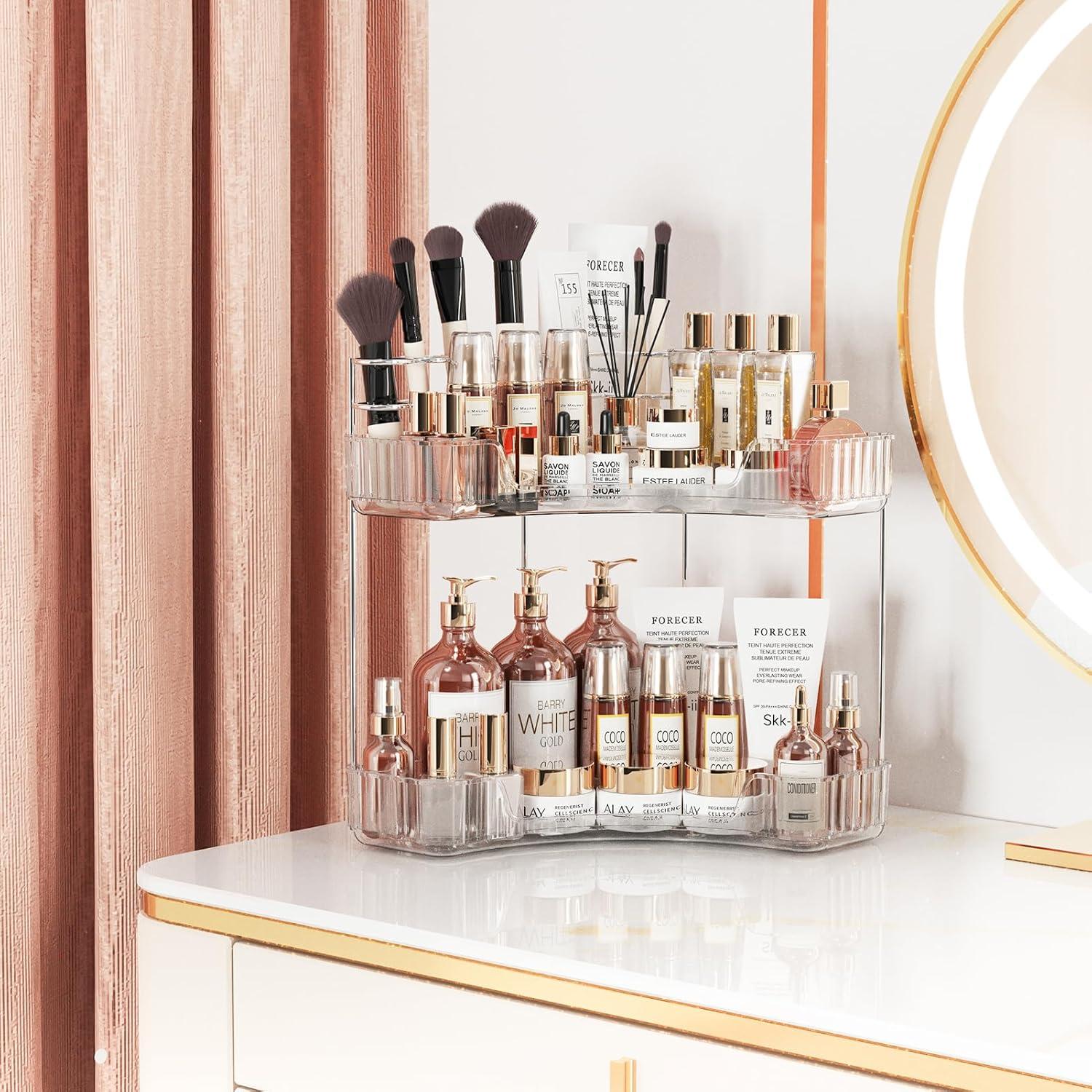 Organizador de mostrador de baño en esquina Asayuee 2 niveles