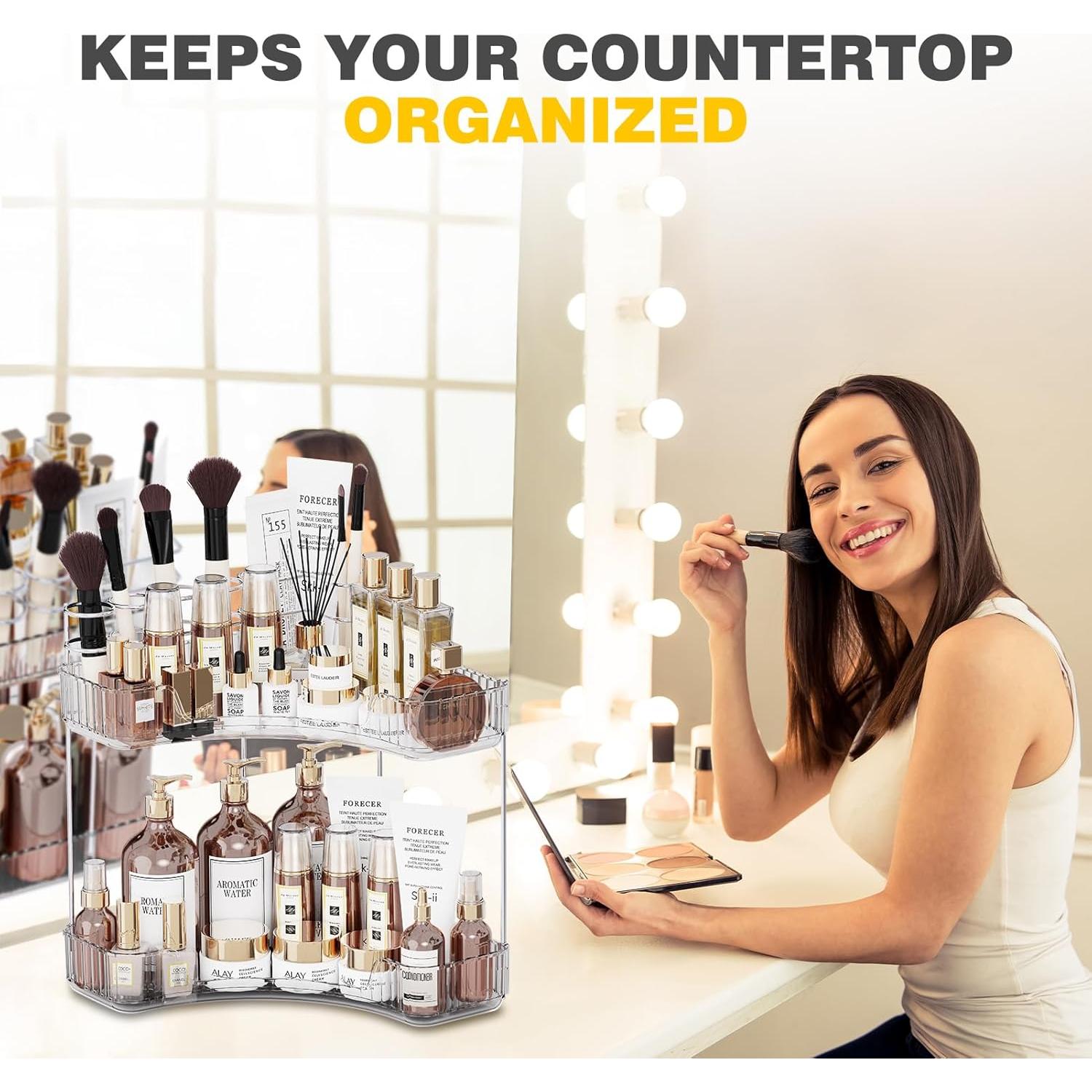 Organizador de mostrador de baño en esquina Asayuee 2 niveles