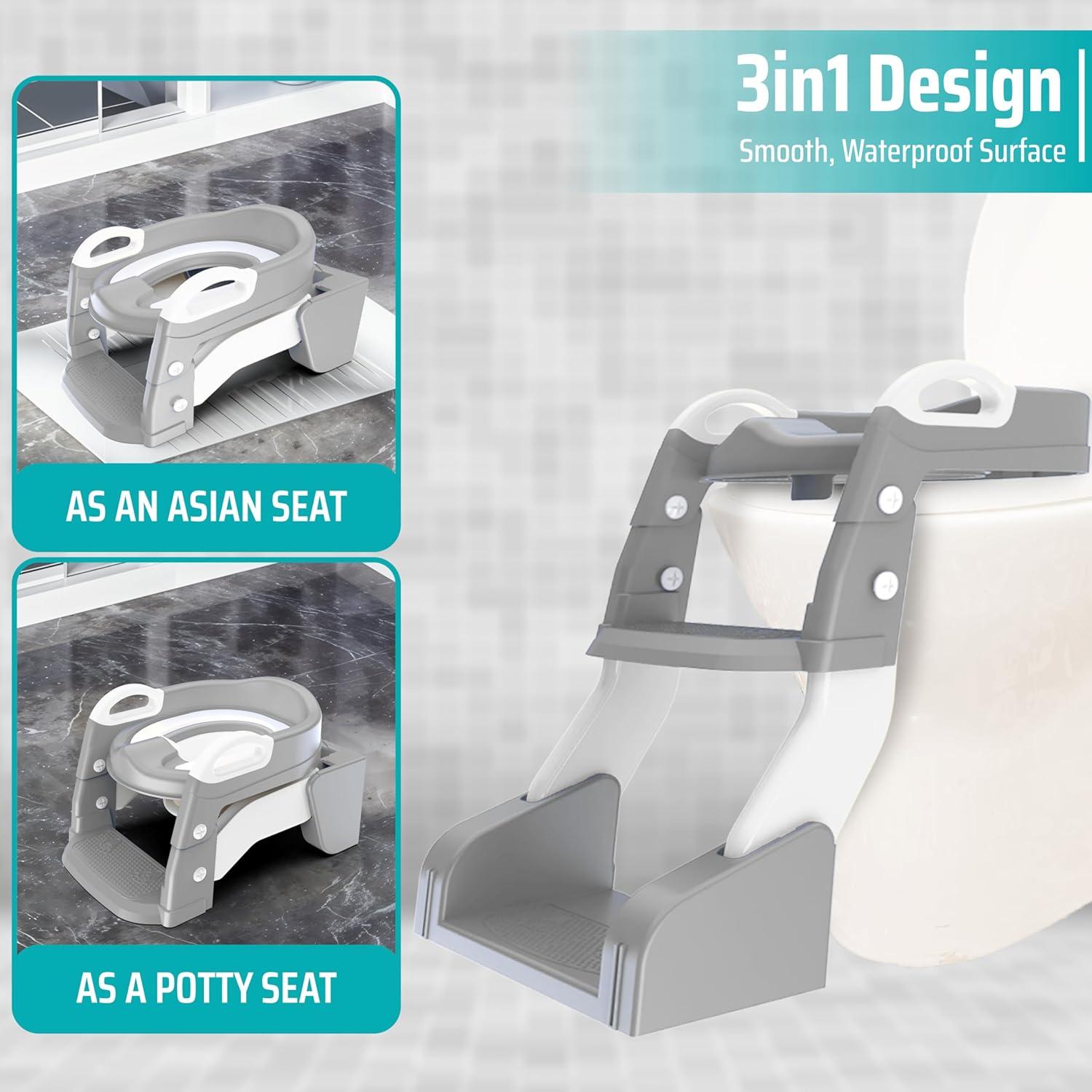 Inodoro de Entrenamiento 3 en 1 SafiSpiral Gris Plegable