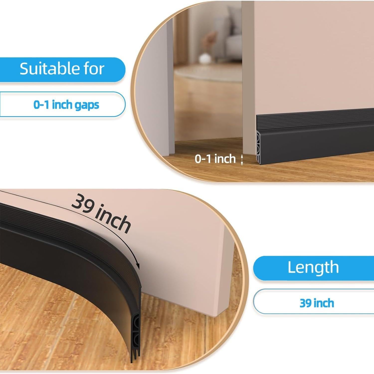 2 Tapones de Corrientes de Aire AIMIXUN 5.08 cm x 99.06 cm Negro