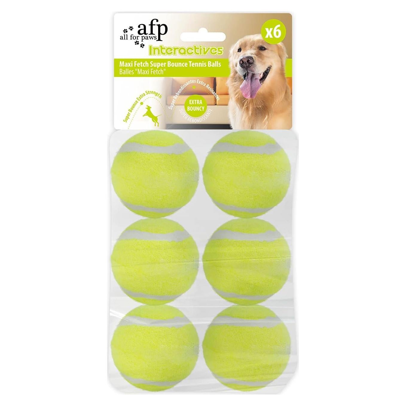 Pelotas de Tenis para Perros AFP 6.35 cm Paquete de 6