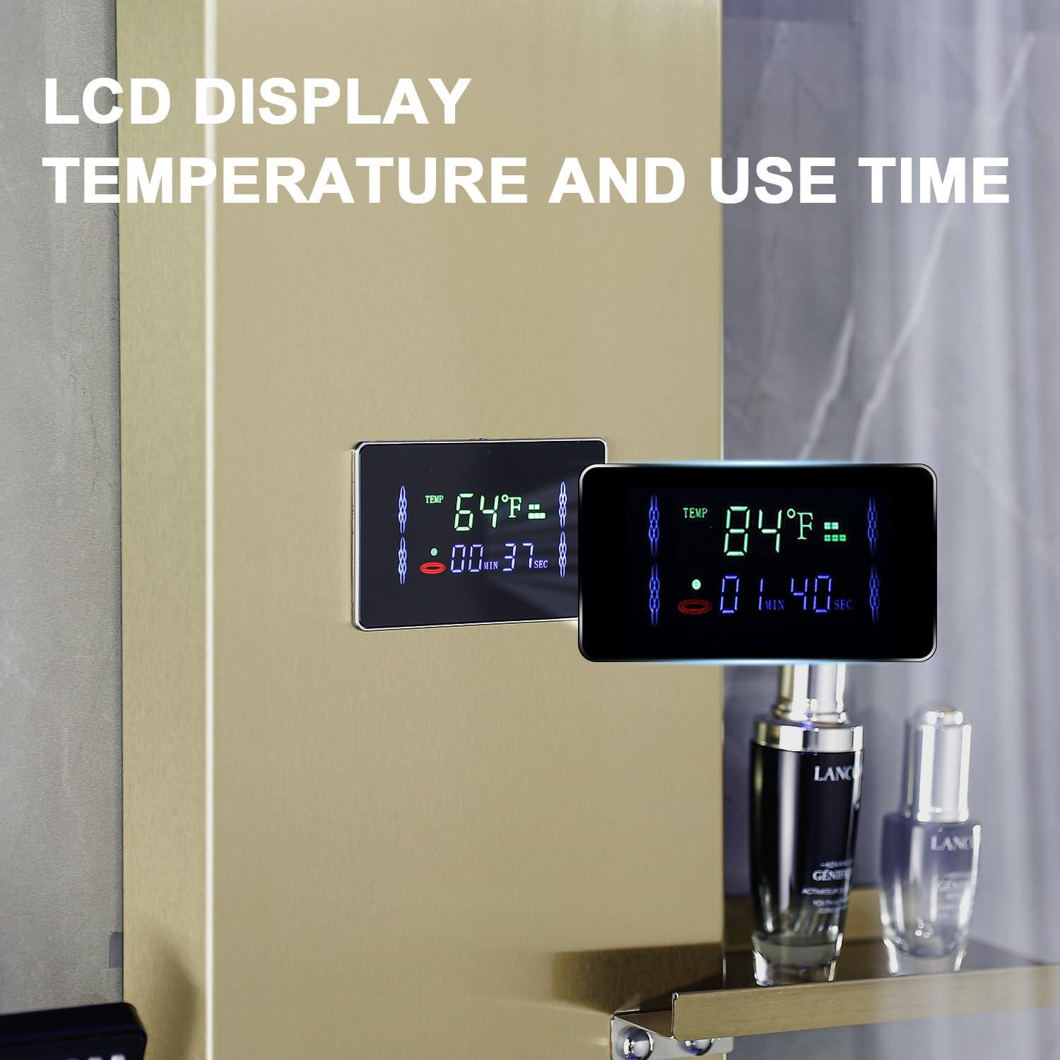 Sistema de Ducha LED RUITHOE Oro Cepillado con Estante y Jets