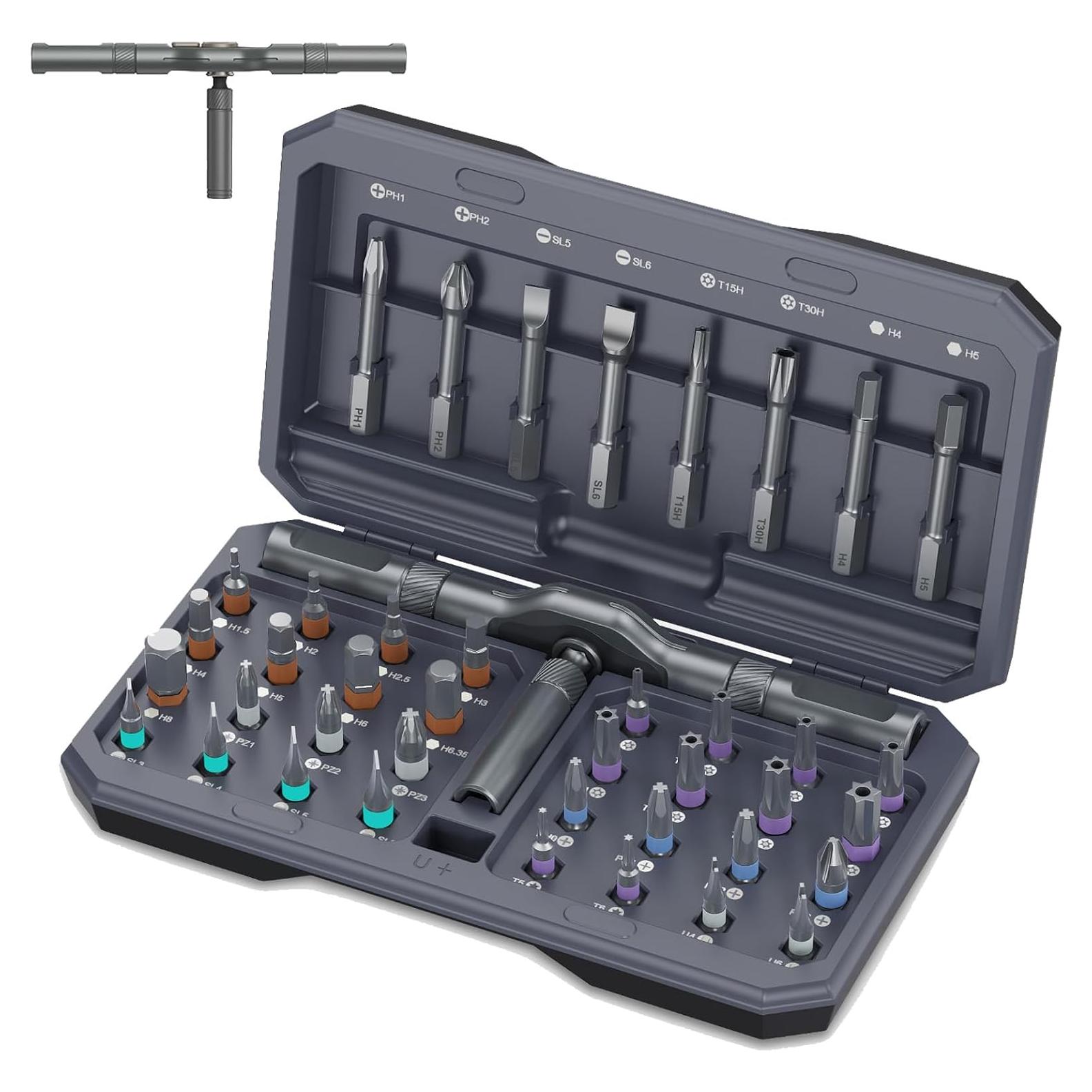 Juego de Destornilladores Magnéticos Criacr 42 en 1 con Mango de Carraca