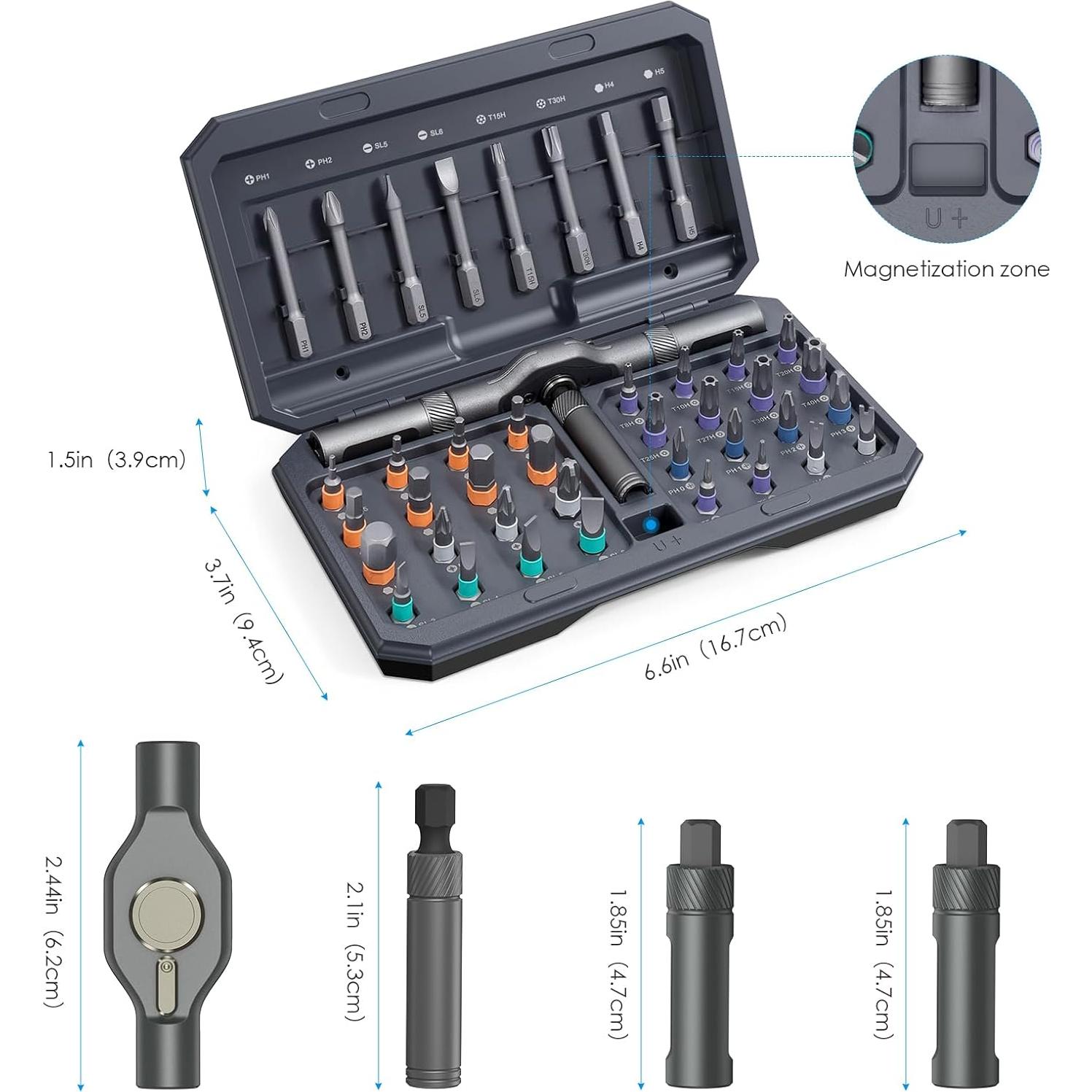 Juego de Destornilladores Magnéticos Criacr 42 en 1 con Mango de Carraca