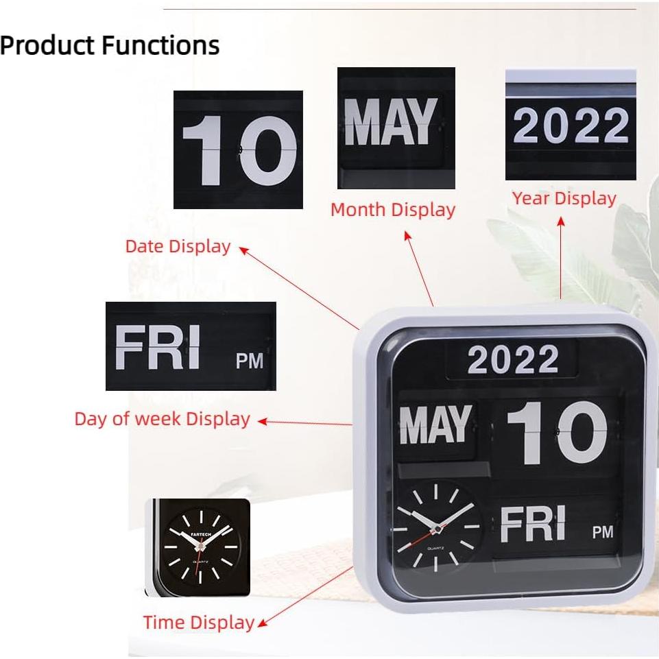 Reloj de Pared Retro Itigoitie 24 cm Negro con Calendario