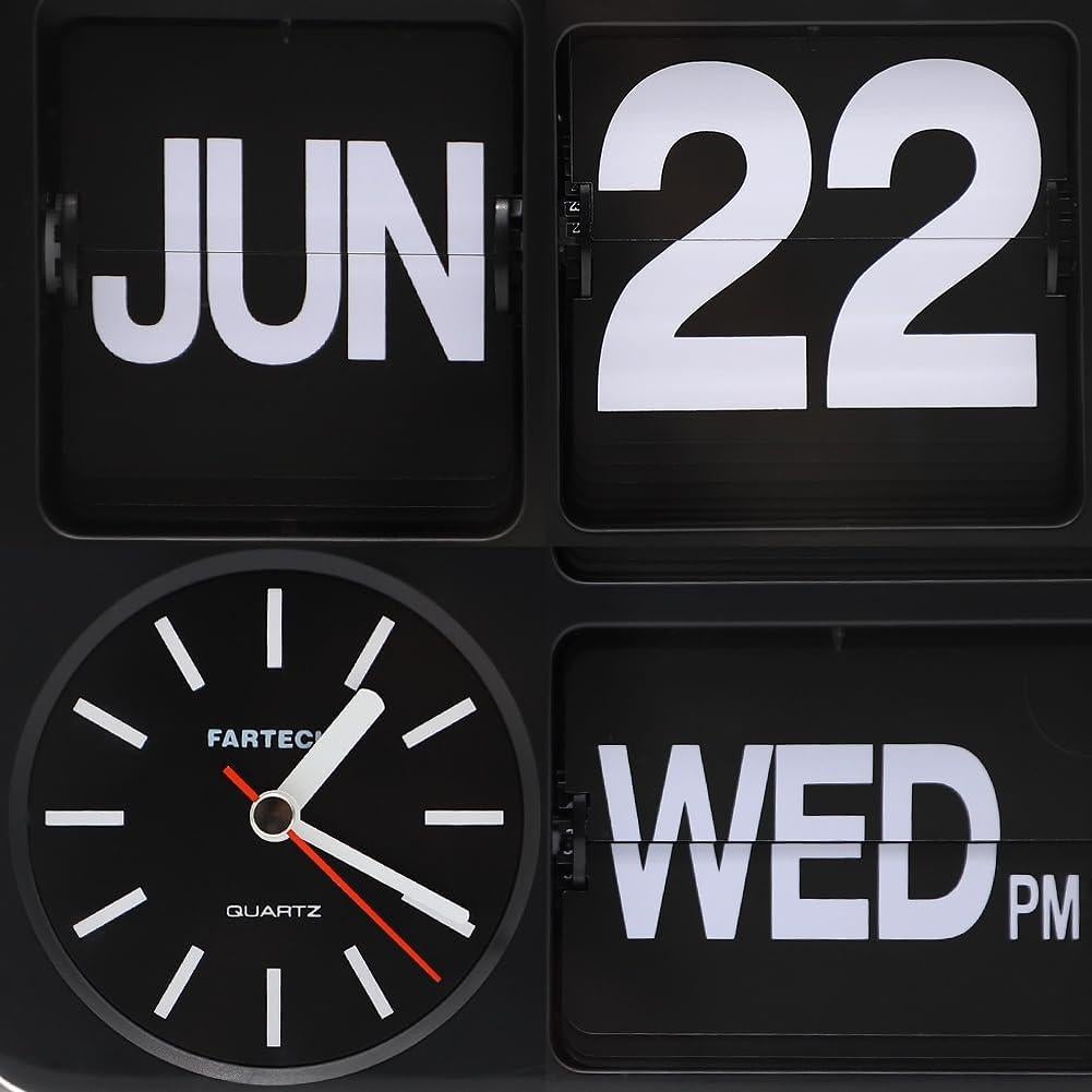 Reloj de Pared Retro Itigoitie 24 cm Negro con Calendario