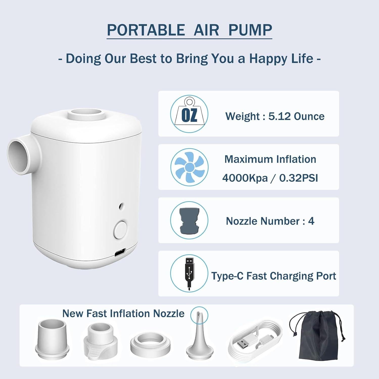 Bomba de Aire Eléctrica STIFFOUR AP100 2000mAh Portátil USB