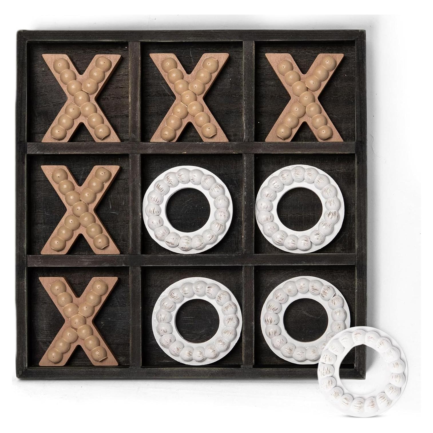 Juego de Tres en Raya de Madera GENMOUS 27x27 cm Negro