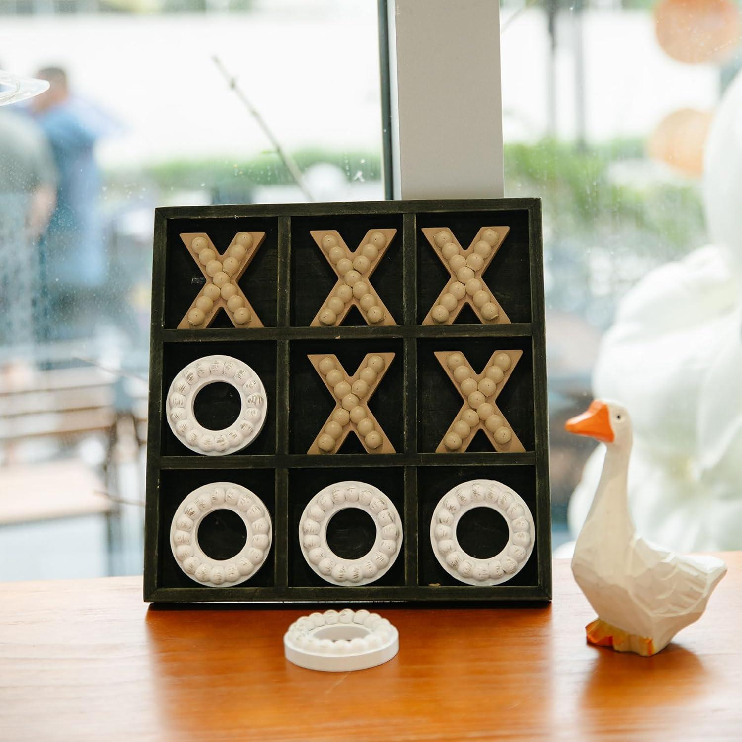 Juego de Tres en Raya de Madera GENMOUS 27x27 cm Negro