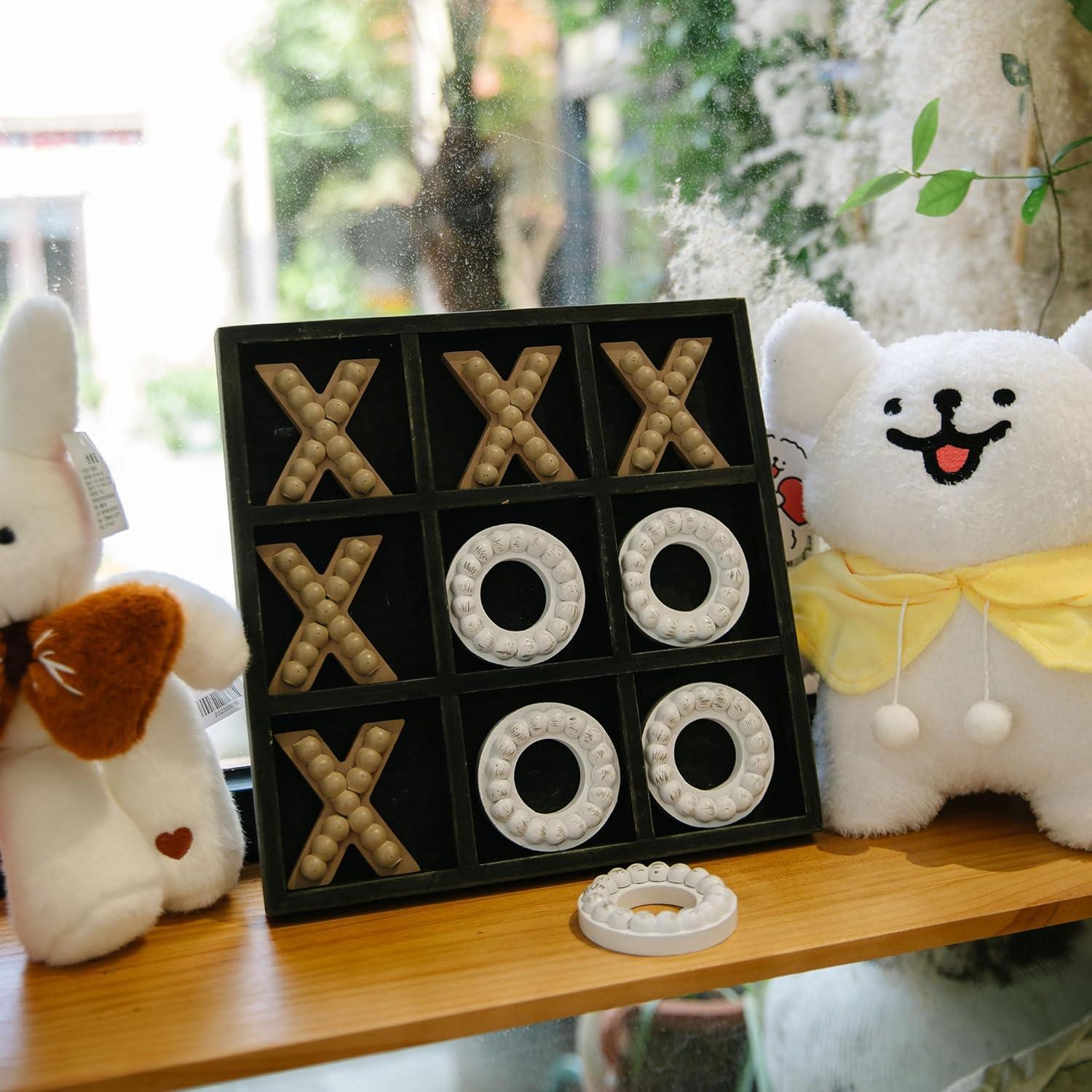 Juego de Tres en Raya de Madera GENMOUS 27x27 cm Negro