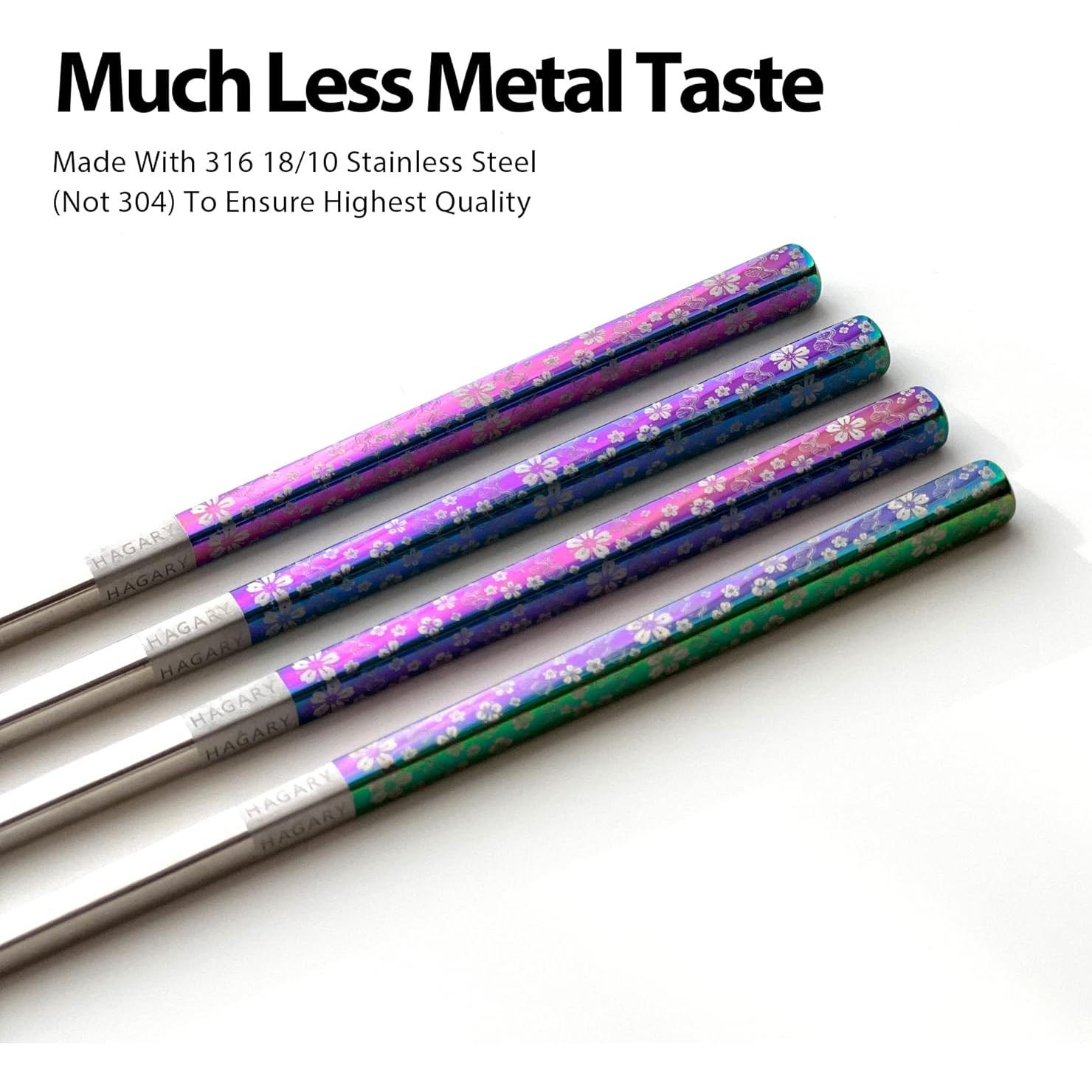 Palillos de Metal Reutilizables Hagary 23cm Antideslizantes