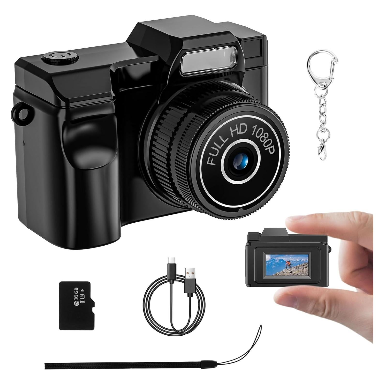 Cámara Mini Digital Ruwaqart FHD 1080P Compacta 16GB Negra