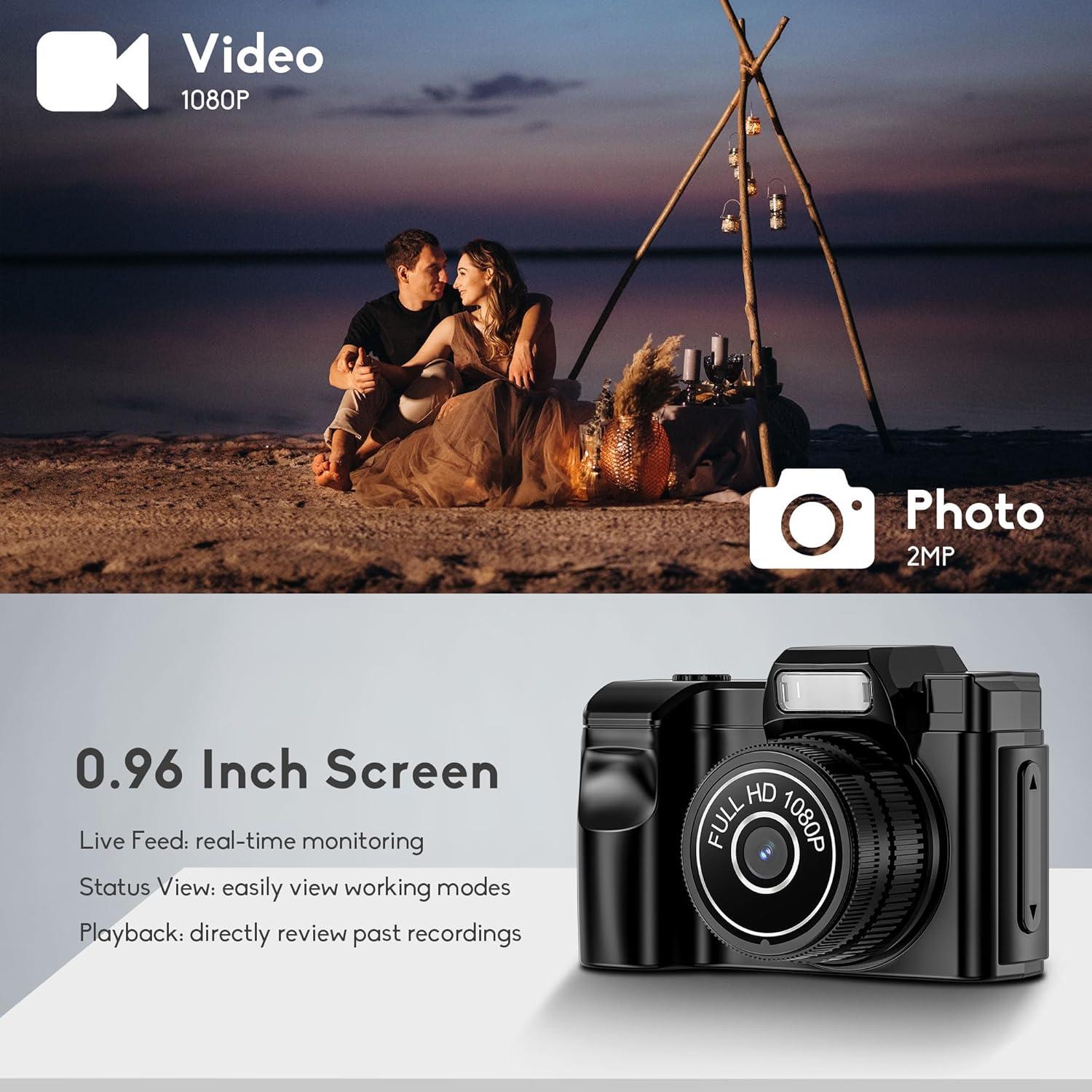 Cámara Mini Digital Ruwaqart FHD 1080P Compacta 16GB Negra