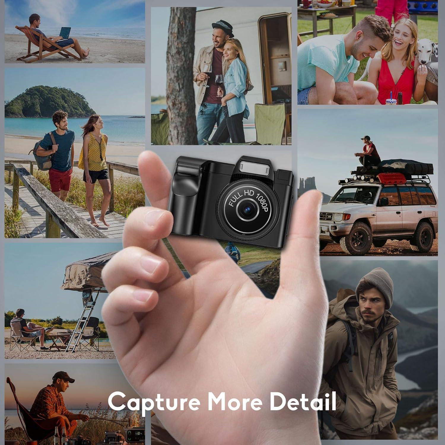 Cámara Mini Digital Ruwaqart FHD 1080P Compacta 16GB Negra