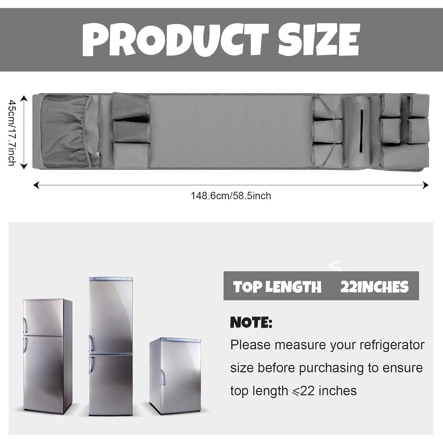 Organizador de Mini Nevera Weysat 14 Bolsillos Gris 35x30 cm