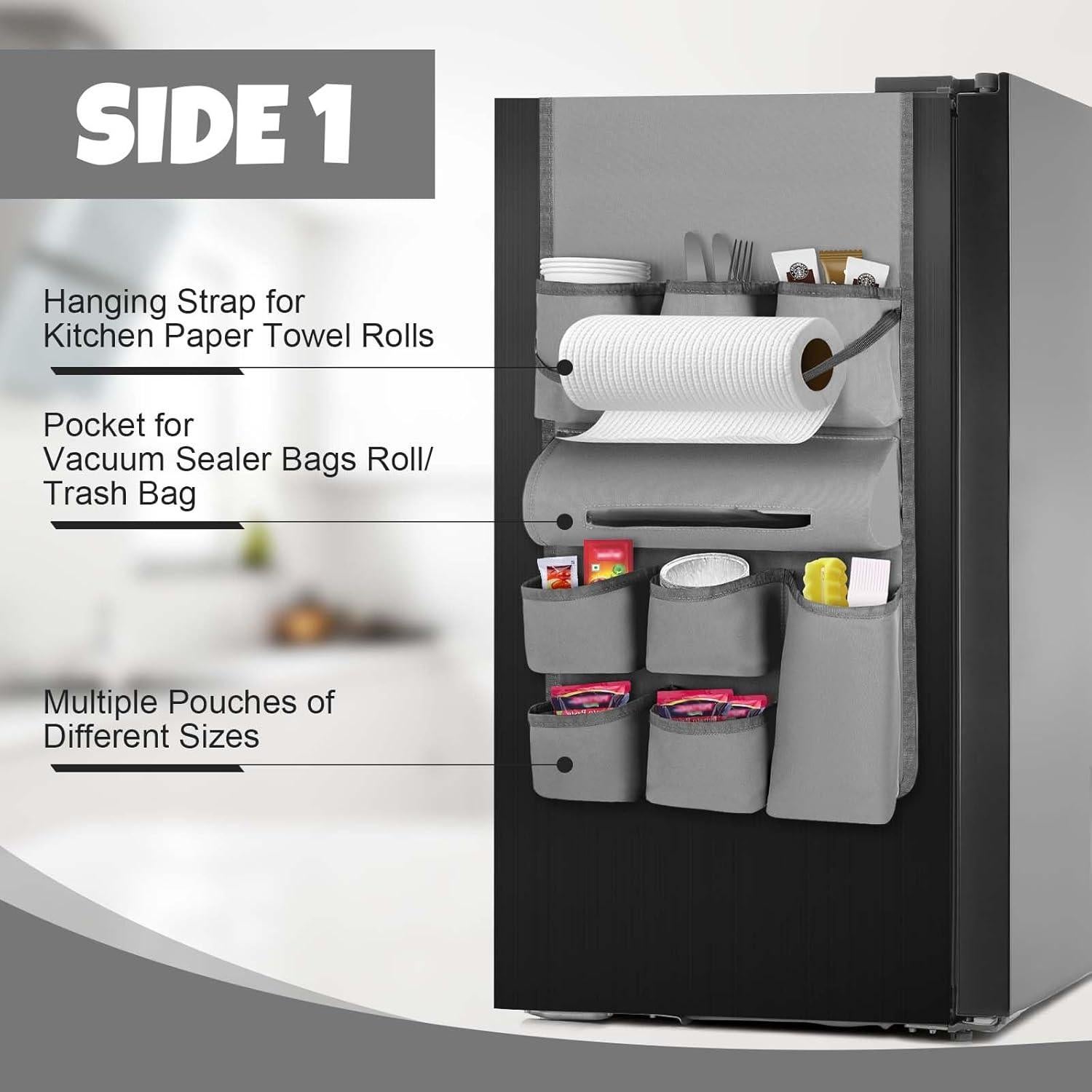 Organizador de Mini Nevera Weysat 14 Bolsillos Gris 35x30 cm