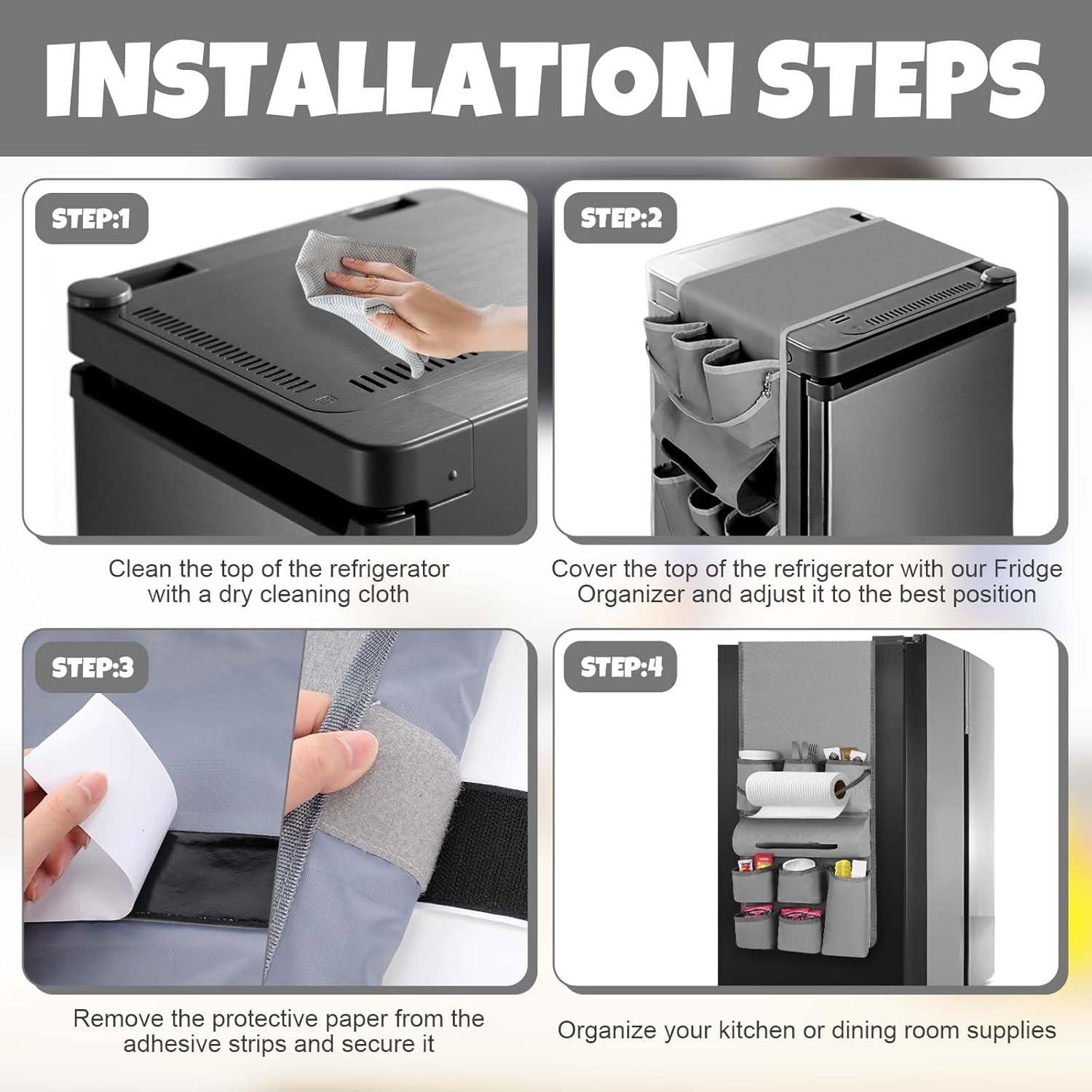 Organizador de Mini Nevera Weysat 14 Bolsillos Gris 35x30 cm