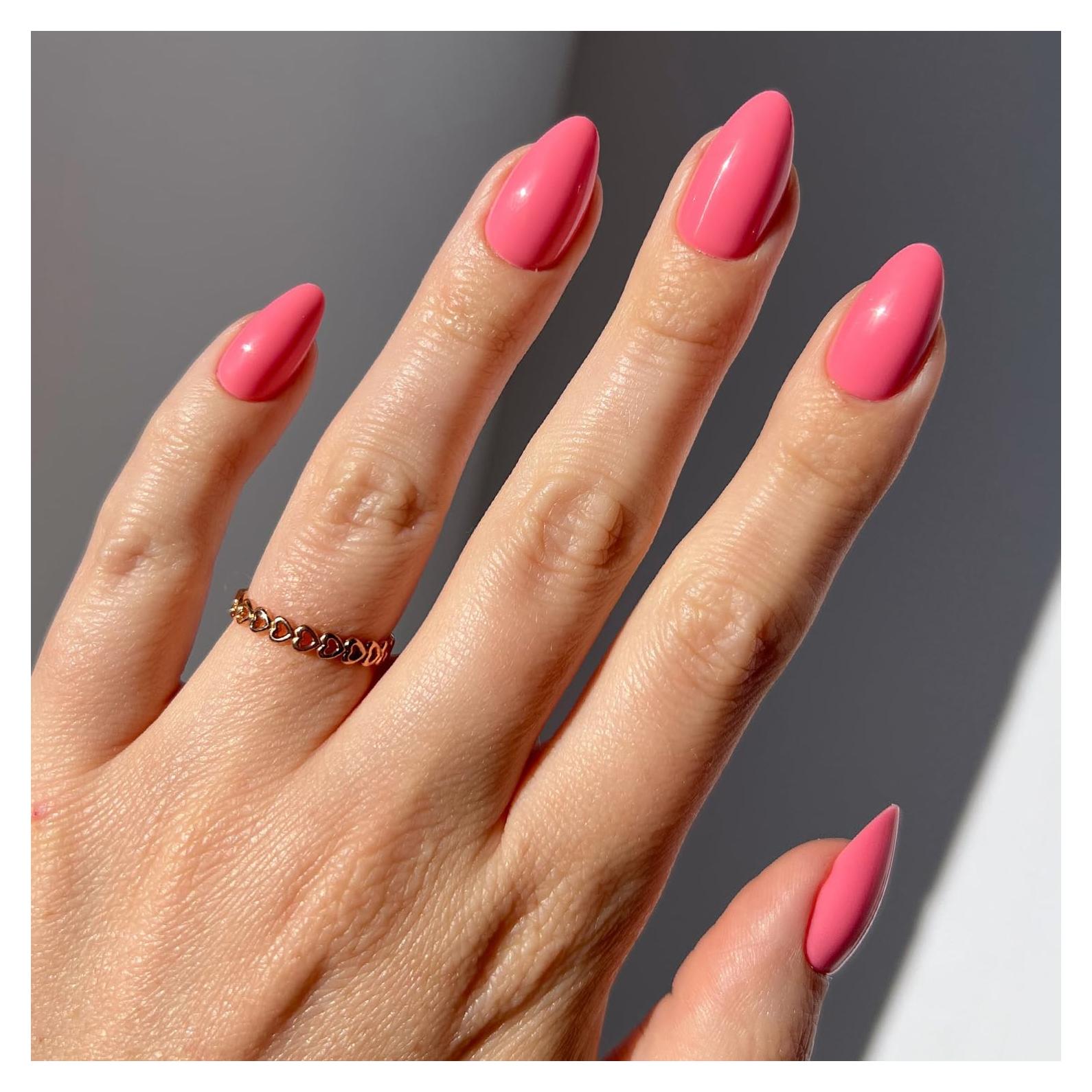 Uñas Postizas Glamnetic Rosa Flamenco Cortas Almendra 30 Piezas