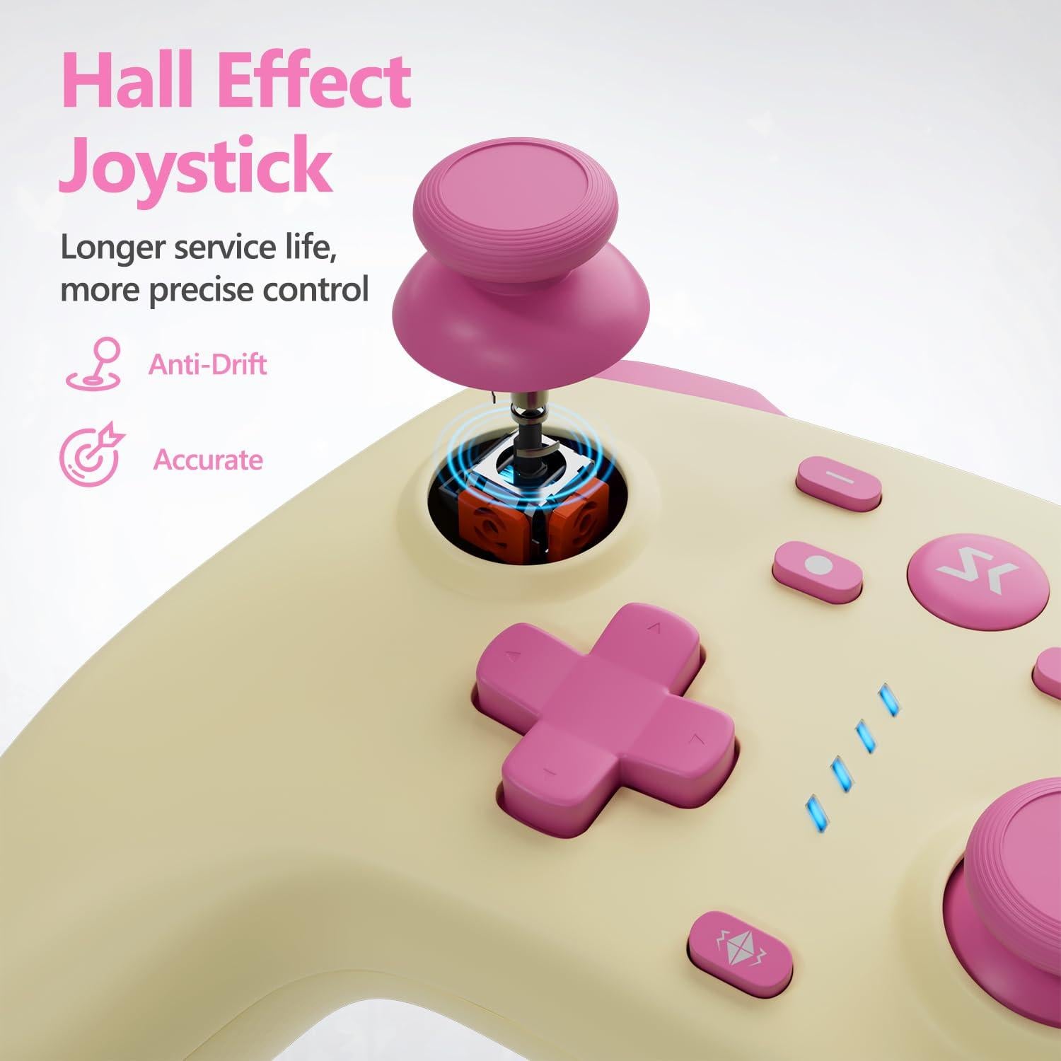 Controlador Inalámbrico CHENGDAO para Switch y PC Amarillo